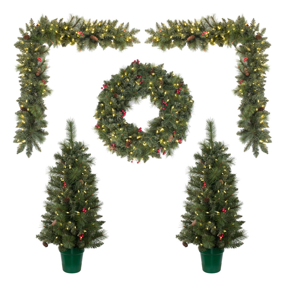 Vickerman 5Pc Decorated LED-Lit Front Door Set - D188433