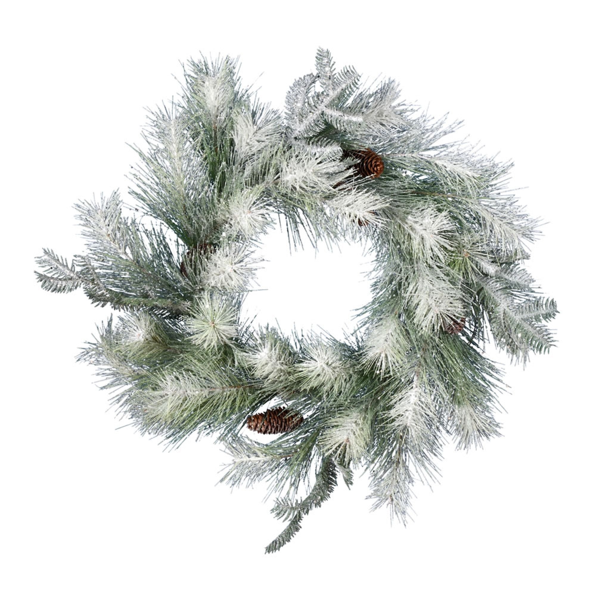 24” Frosted Ansell Pine Wreath 28Tips