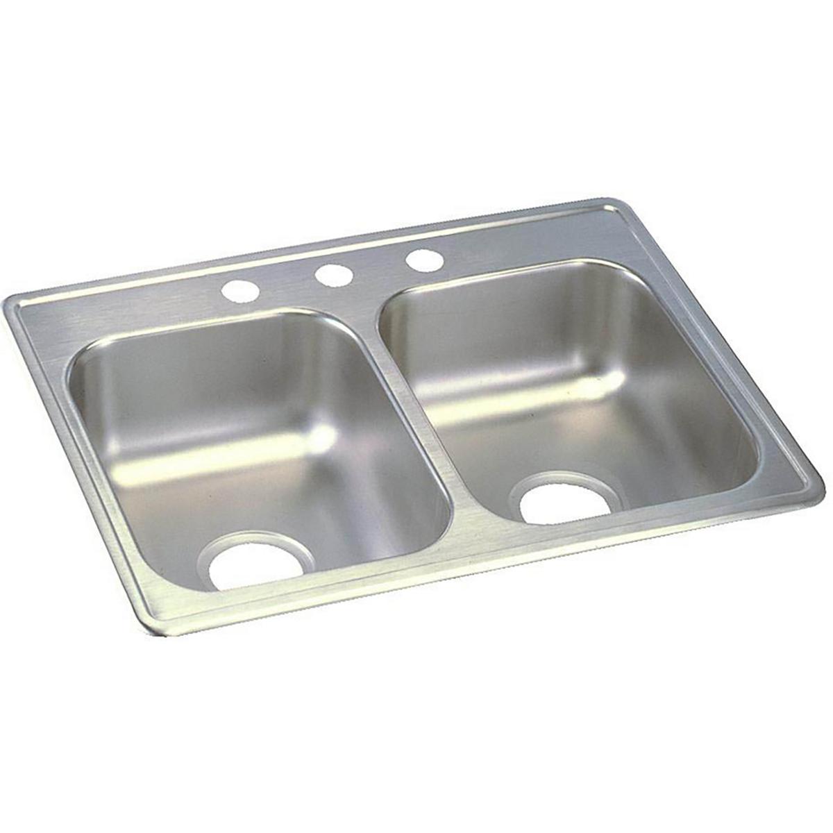 Elkay Dayton Stainless Steel 25 X 19 X 6-5/16, Equal Double Bowl Drop-In Sink