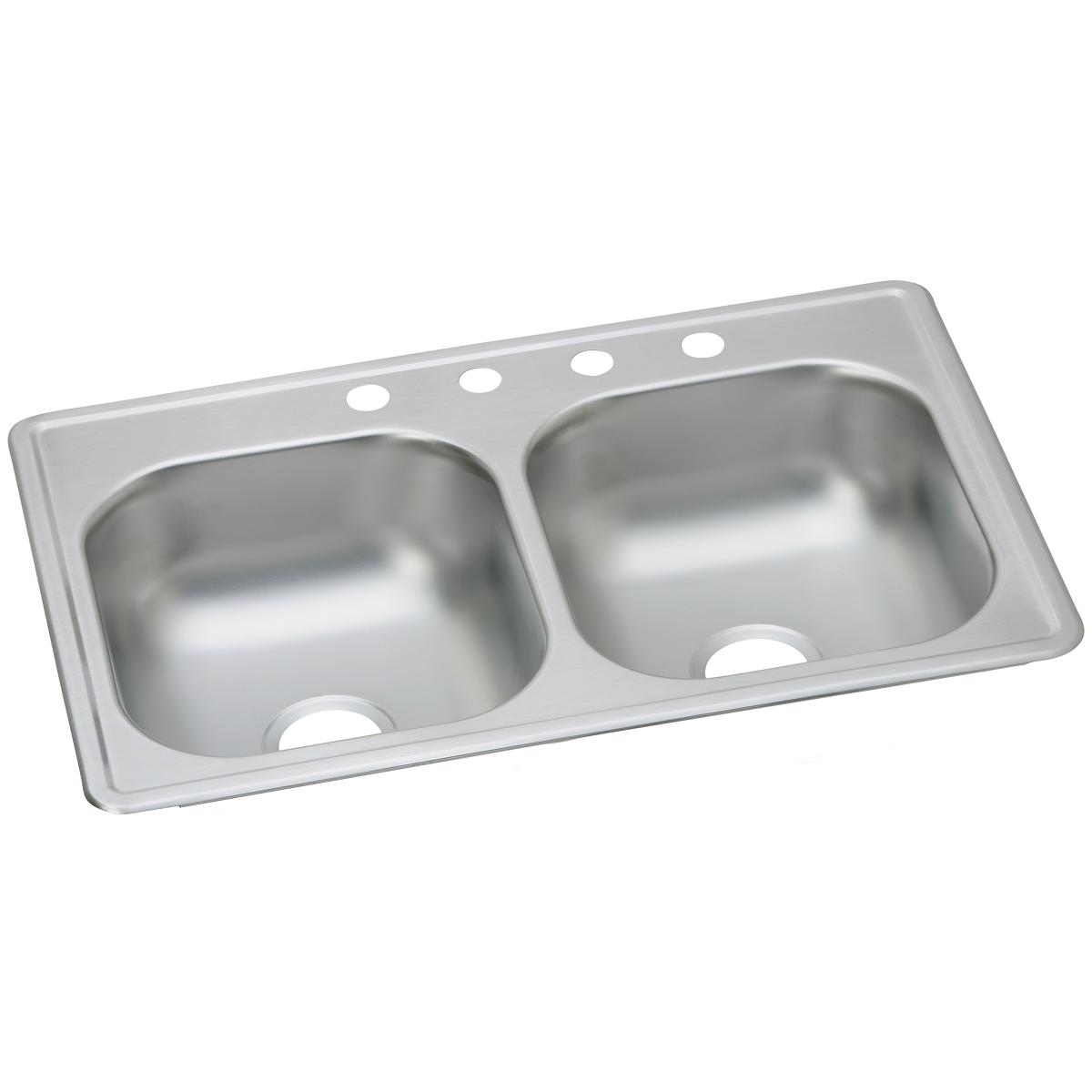 Elkay Dayton Stainless Steel 33 X 19 X 6-7/16, Equal Double Bowl Top Mount Sink
