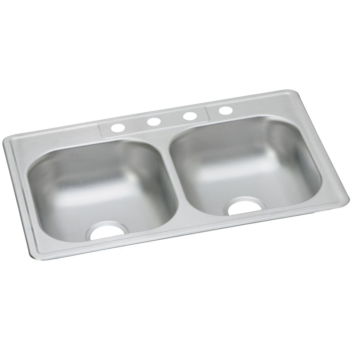 Elkay Dayton Stainless Steel 33 X 22 X 6-9/16, Equal Double Bowl Drop-In Sink