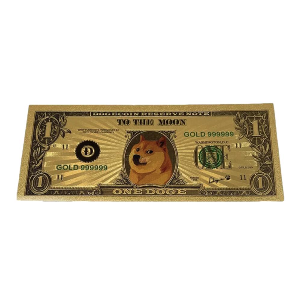 Dogecoin 24K Gold Plated Banknotes Collectors Bill  Non-currency Replica Art Collection