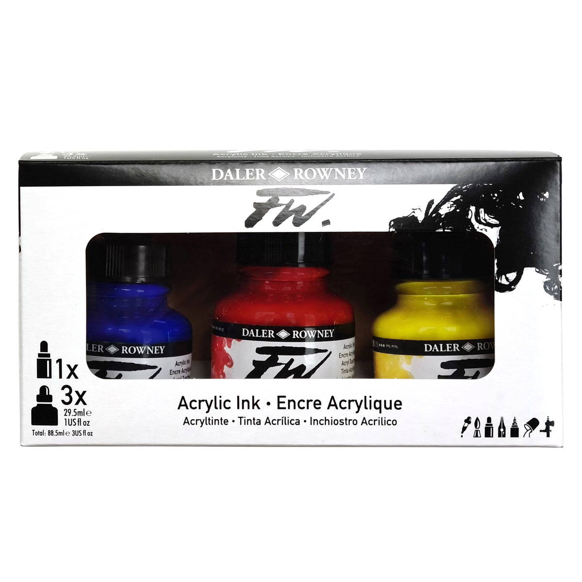 Daler-Rowney Fw Acrylic Artists Ink Set, 3-Color Starter Set