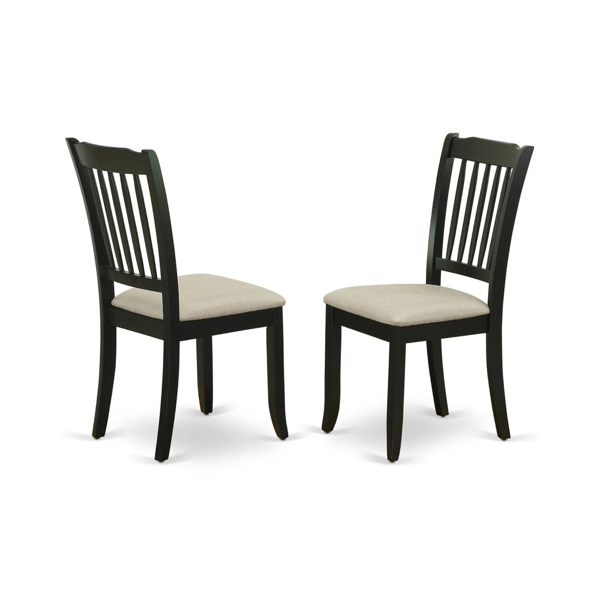 Casafoyer Dac-Blk-C Danbury Kitchen Dining Chairs - Linen Fabric Upholstered Wooden Chairs, Set Of 2, Black