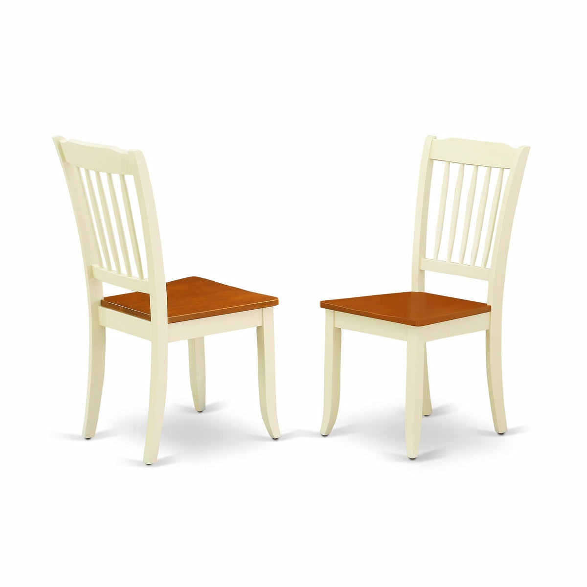 Casafoyer Dac-Bmk-W Danbury Dining Chairs - Slat Back Wooden Seat Chairs, Set Of 2, Buttermilk & Cherry