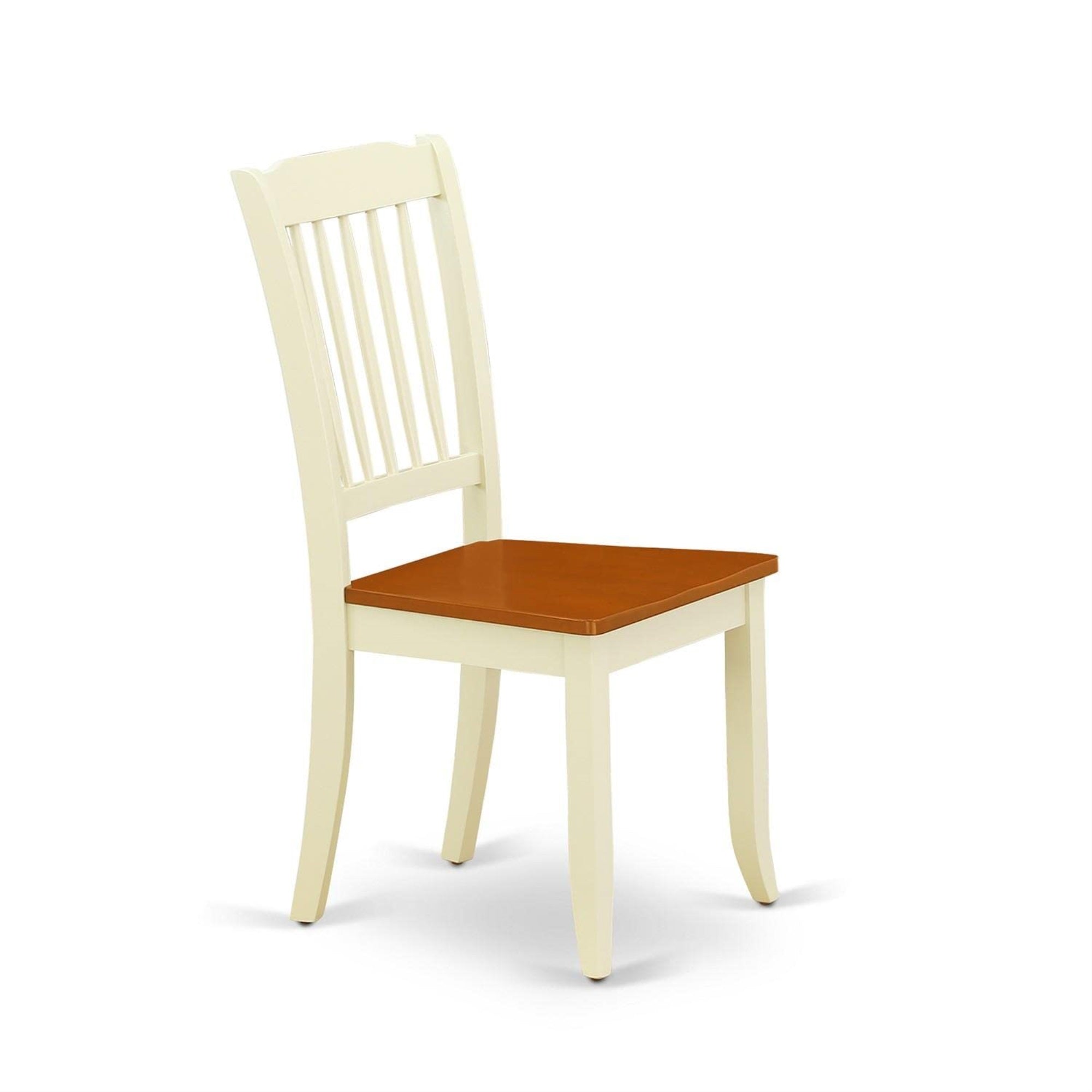 East West Furniture Dac-Bmk-W Danbury Dining Chairs - Slat Back Wooden Seat Chairs, Set Of 2, Buttermilk & Cherry