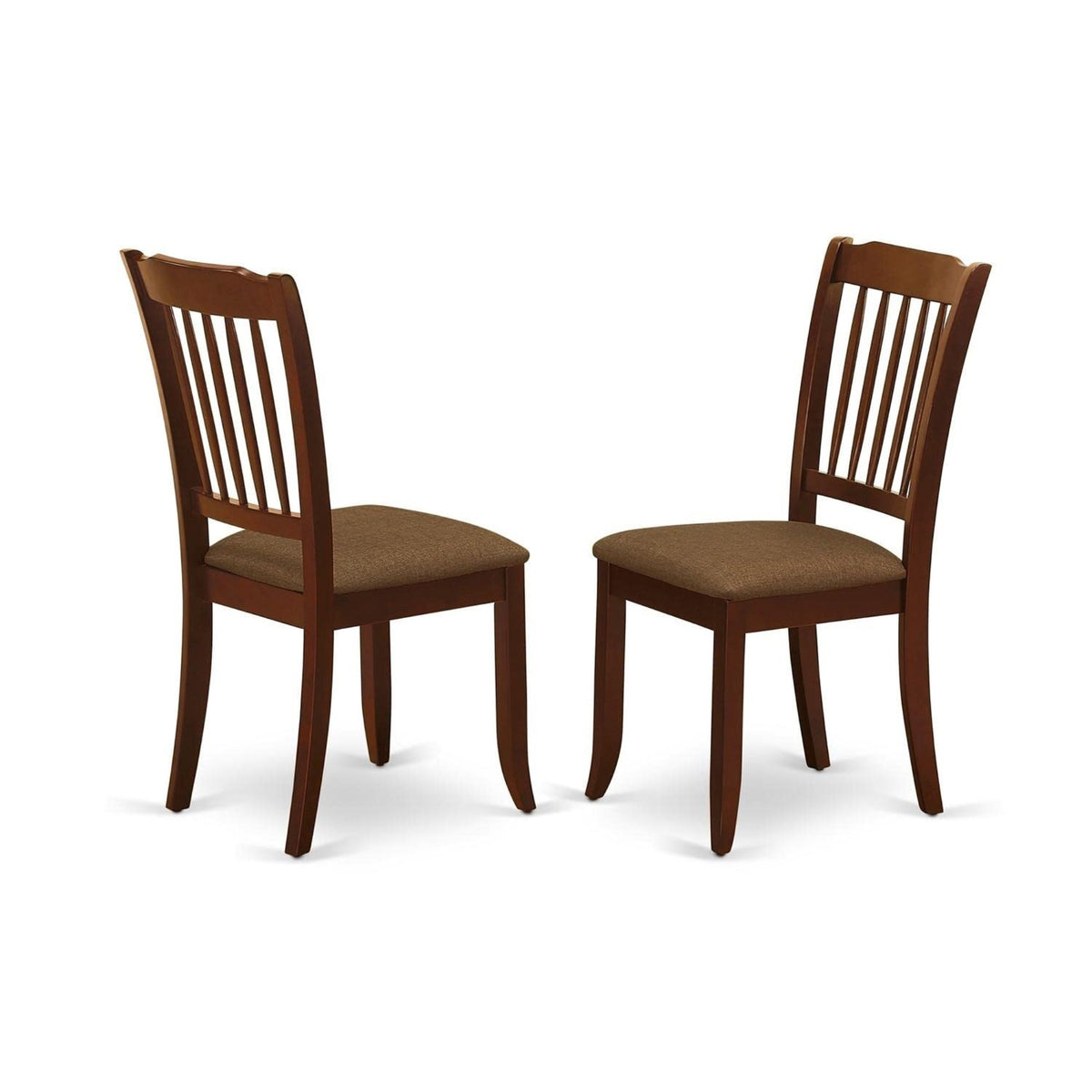 Casafoyer Dac-Mah-C Danbury Dining Room Chairs - Linen Fabric Upholstered Solid Wood Chairs, Set Of 2, Mahogany