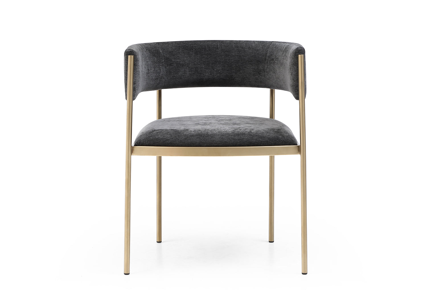 Envie Dining Armchair, Charcoal Fabric, Brushed Brass Stainless Steel Frame