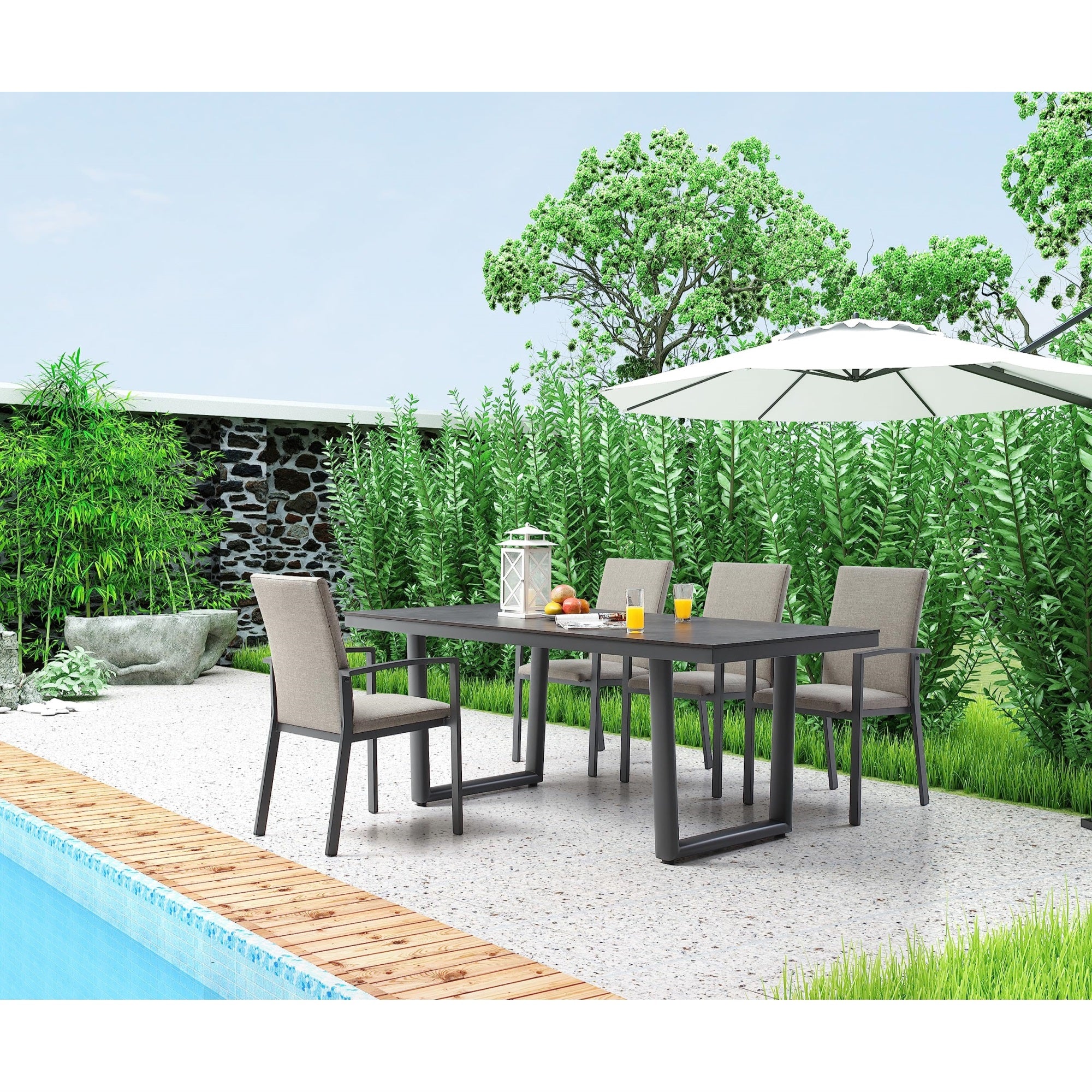 Whiteline Modern Outdoor Living Doris Outdoor Dining Armchair, Grey