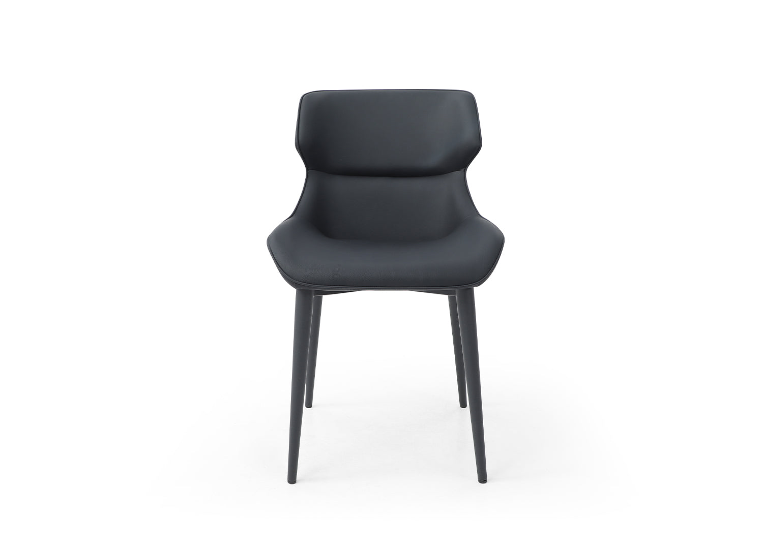 Morocco Dining Chair Black faux leather. Sanded Black steel base frame.