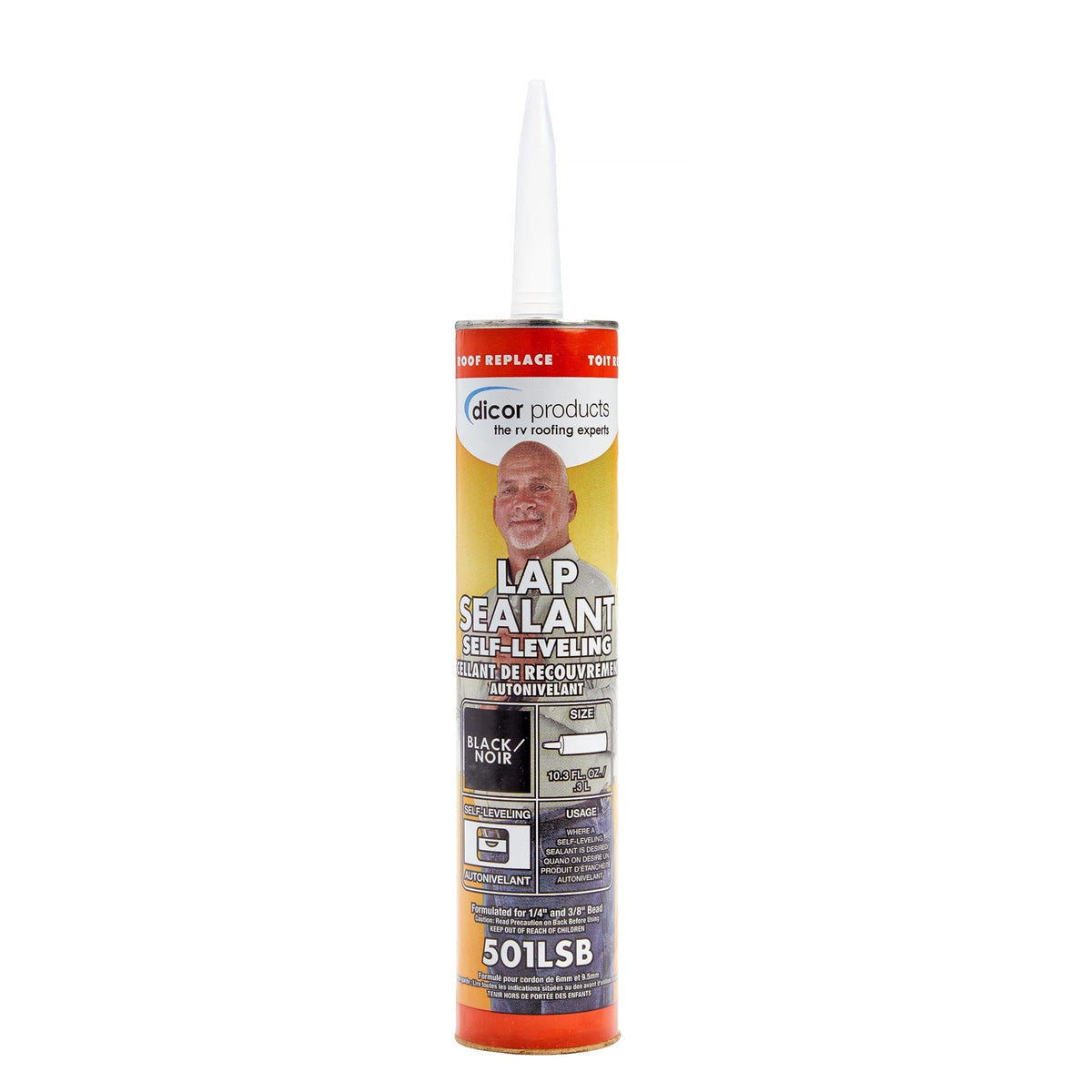 Dicor 501Lsb-1 Haps-Free Self-Leveling Lap Sealant For Horizontal Surfaces - 10.3 Oz, Black, Secure, Ideal For Rv Roofing, Maintenance, Repair, Appliance Application