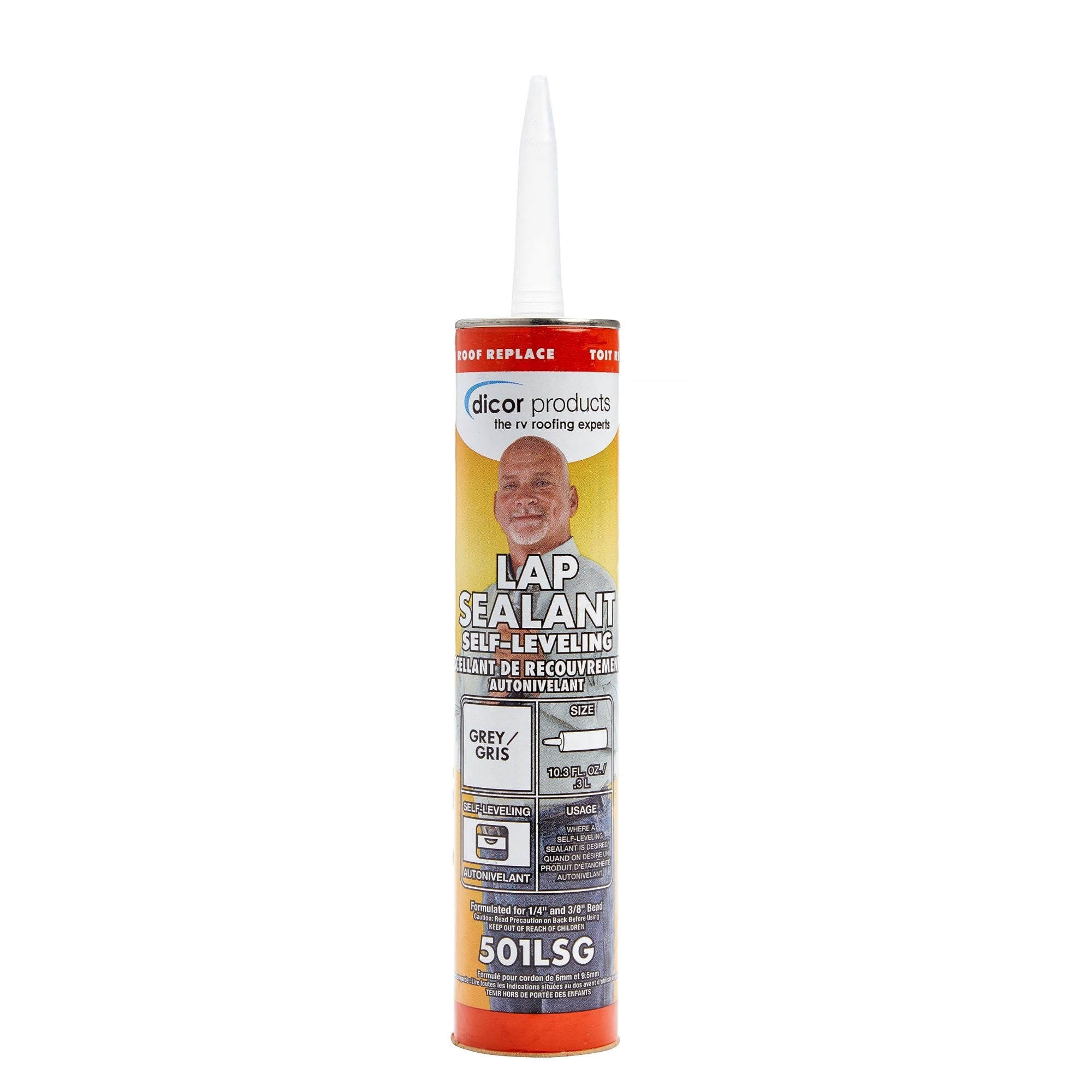 Dicor 501Lsg-1 Haps-Free Self-Leveling Lap Sealant For Horizontal Surfaces - 10.3 Oz, Grey, Secure, Ideal For Rv Roofing, Maintenance, Repair, Appliance Application