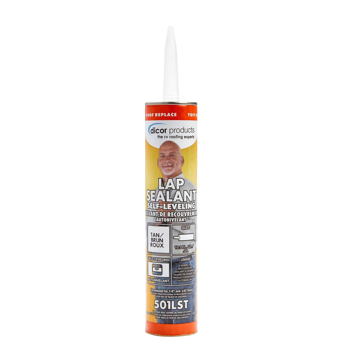 Dicor 501Lst-1 Haps-Free Self-Leveling Lap Sealant For Horizontal Surfaces - 10.3 Oz, Tan, Secure, Ideal For Rv Roofing, Maintenance, Repair, Appliance Application
