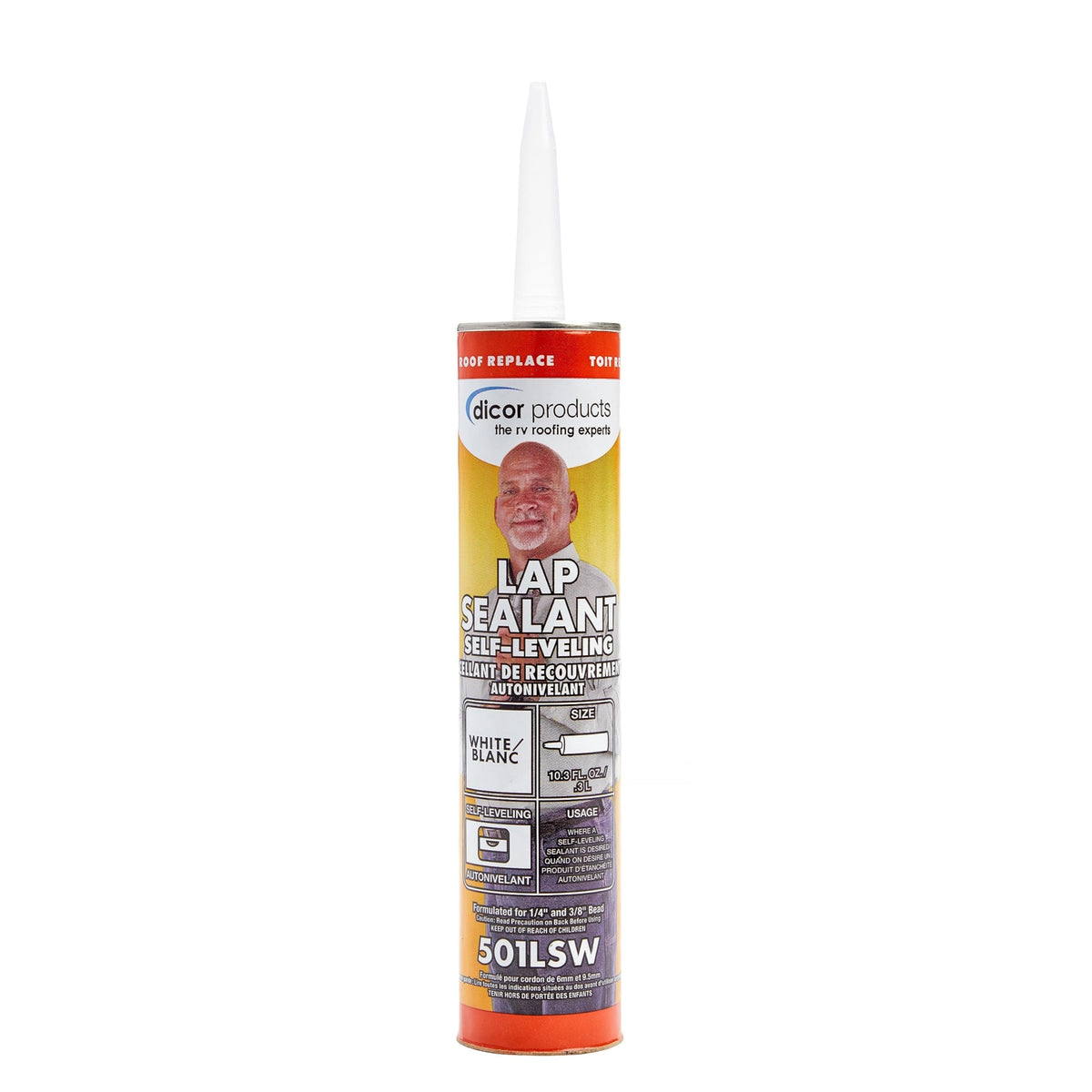 Dicor 501Lsw-1 Haps-Free Self-Leveling Lap Sealant For Horizontal Surfaces - 10.3 Oz, White, Secure, Ideal For Rv Roofing, Maintenance, Repair, Appliance Application