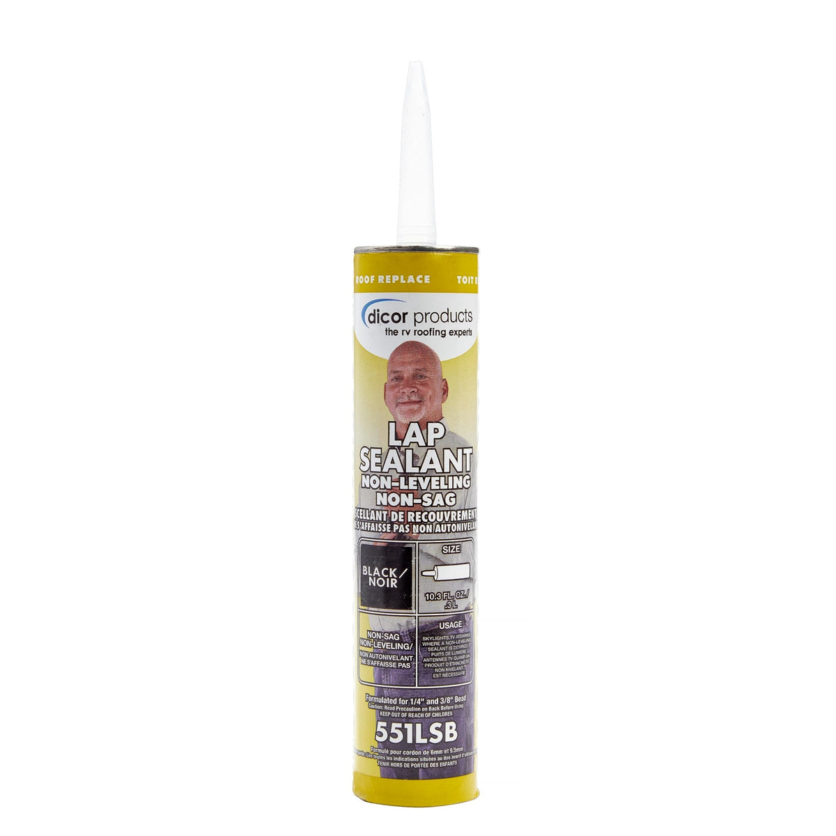 Dicor 551Lsb-1 Haps-Free Non-Leveling Lap Sealant - 10.3 Oz, Black, Secure, Ideal For Rv Roofing, Maintenance, Repair, Appliance Application