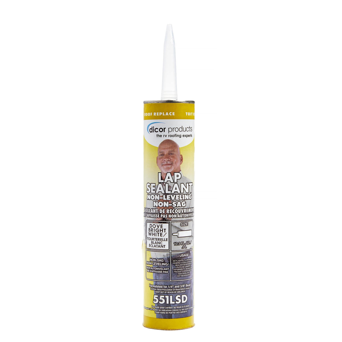 Dicor 551Lsd-1 Haps-Free Non-Leveling Lap Sealant - 10.3 Oz, Dove (Bright White), Secure, Ideal For Rv Roofing, Maintenance, Repair, Appliance Application