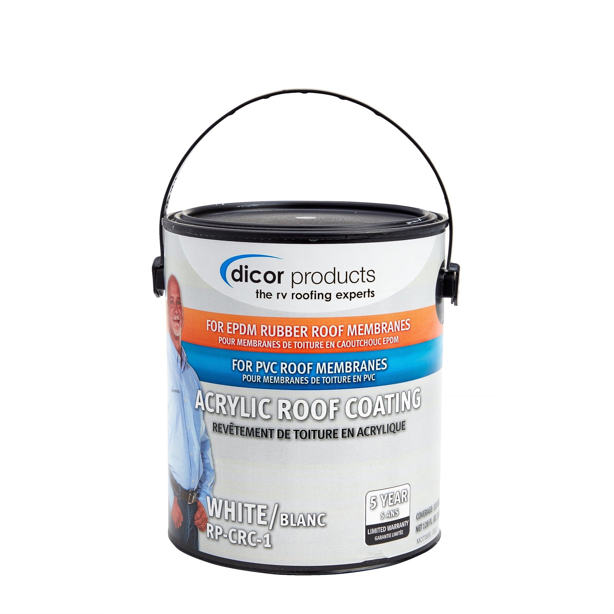 Dicor Rp-Crc-1 Epdm Rubber Roof Acrylic Coating Part 2 - White, 1 Gallon