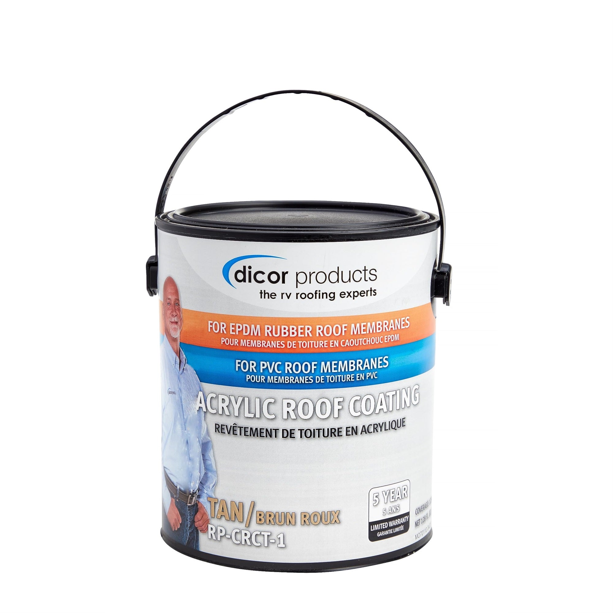 Dicor Rp-Crct-1 Epdm Roof Acrylic Coating - 1 Gallon - Tan - Long-Lasting And Durable