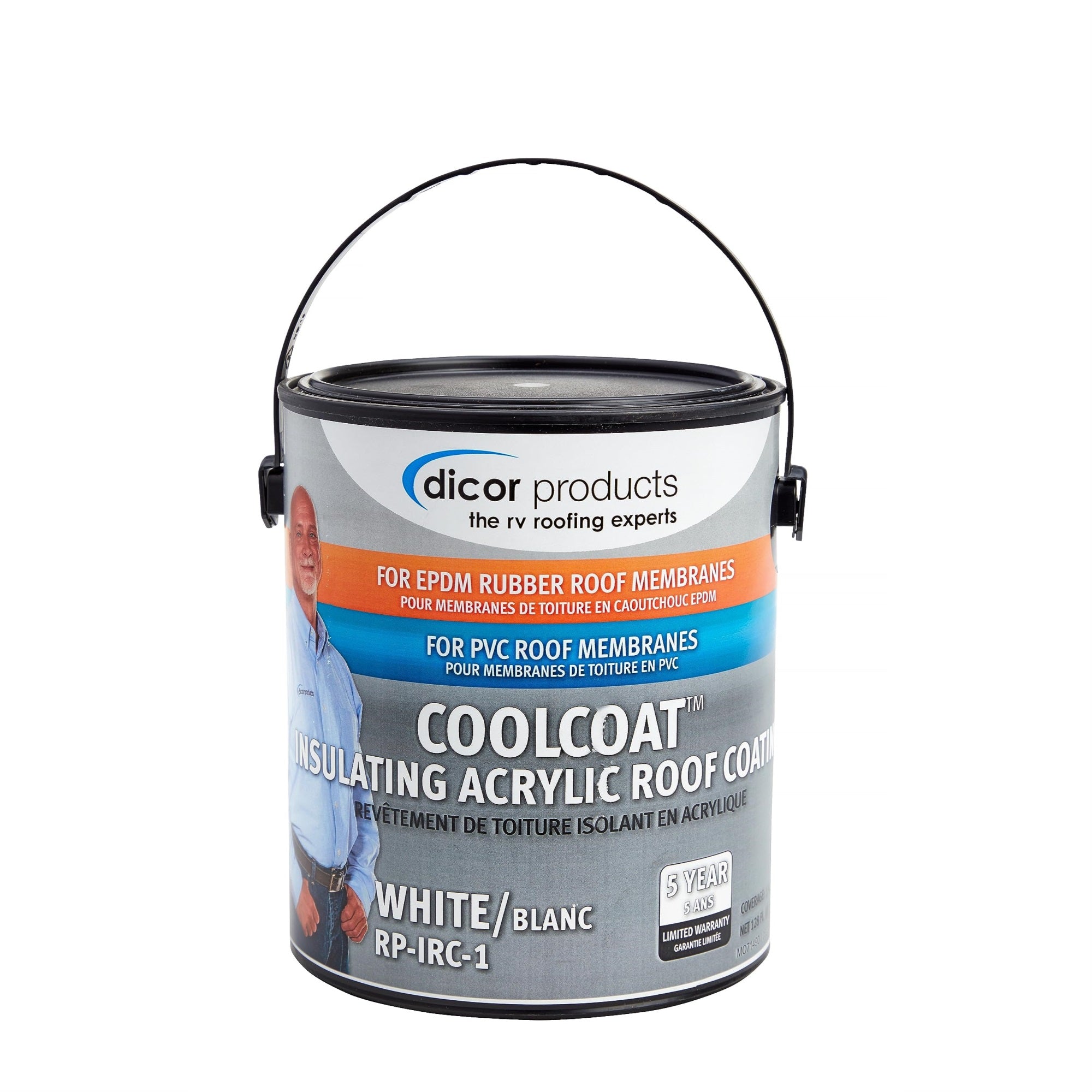 Dicor Rp-Irc-1 Coolcoat Roof Coating - White, High-Performance Formula, 1 Gallon
