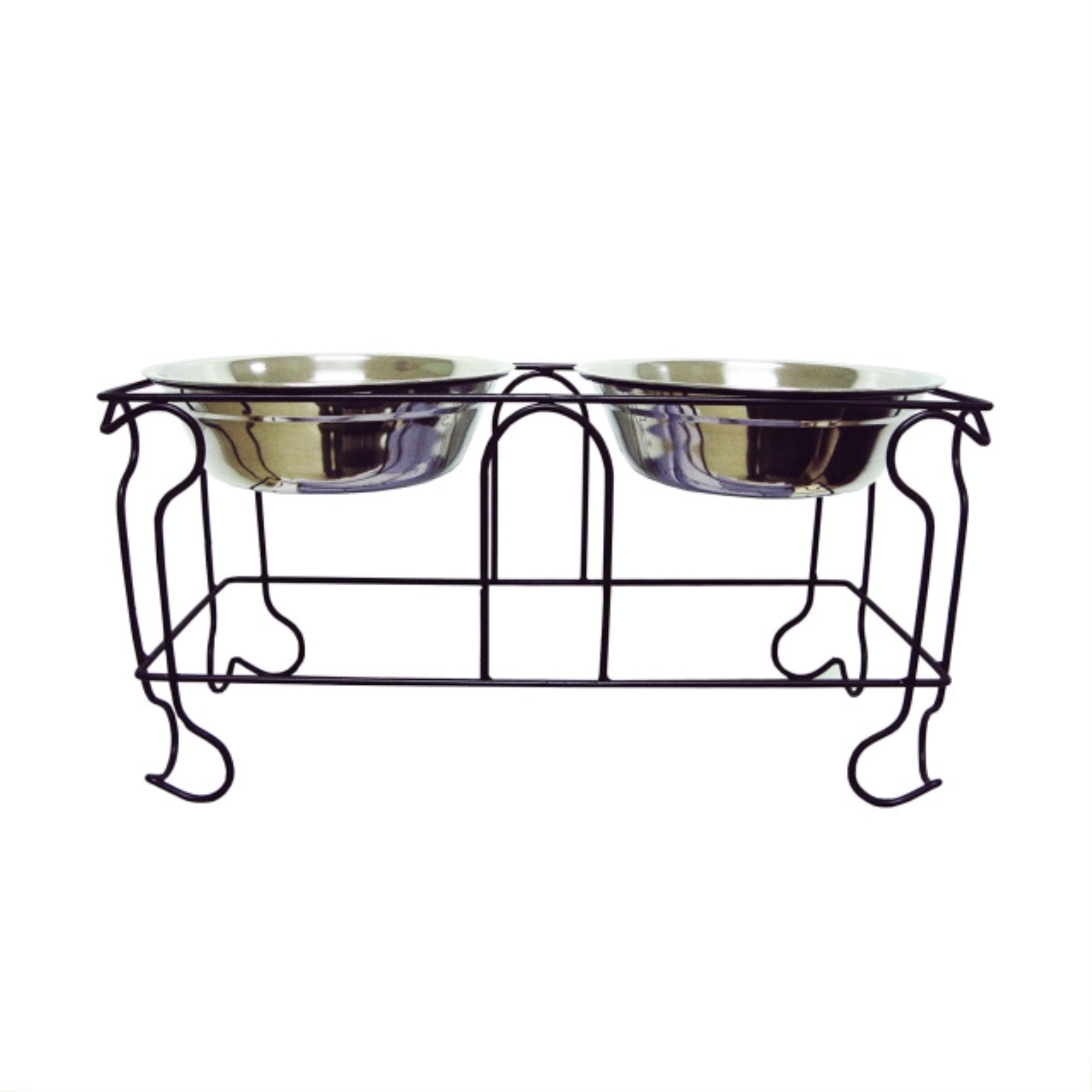 10' Wrought Iron Stand With Double Stainless Steel Feeder Bowls