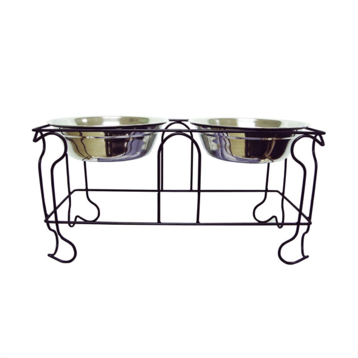 10' Wrought Iron Stand With Double Stainless Steel Feeder Bowls
