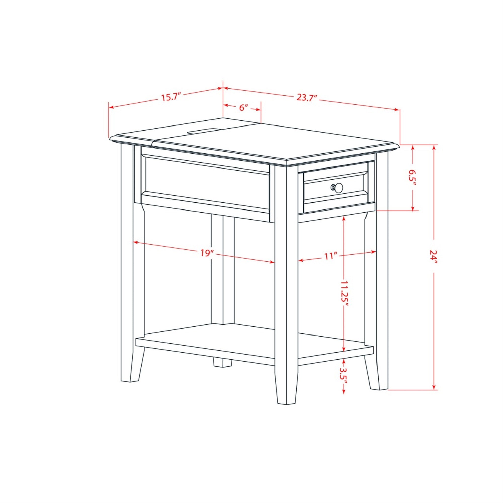East West Furniture De-07-Et Mid Century Night Stand With 1 Wood Drawer, Stable And Sturdy Constructed - Distressed Jacobean Finish