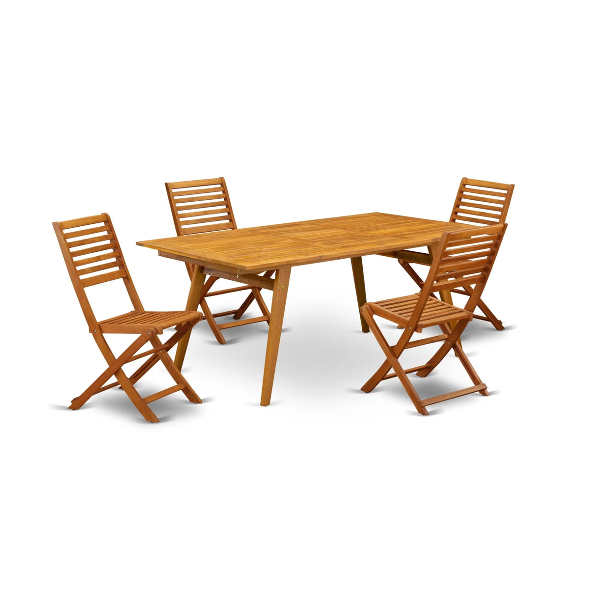 Casafoyer Debs5Cwna 5 Piece Outdoor Patio Dining Sets Includes A Rectangle Acacia Wood Table And 4 Folding Side Chairs, 40X72 Inch, Natural Oil