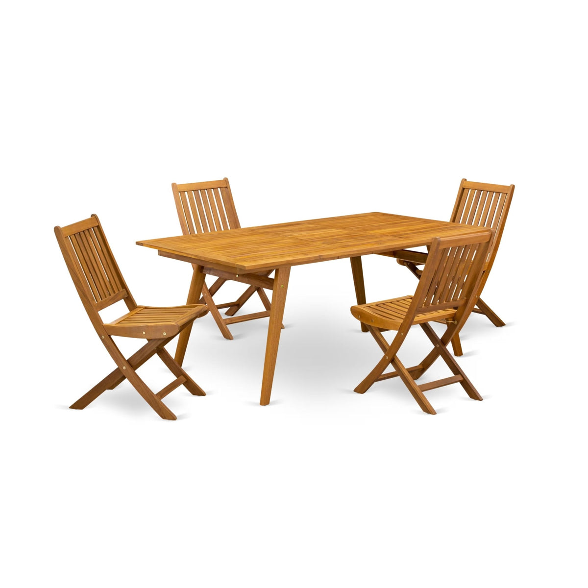 Casafoyer Dedk5Cwna 5 Piece Patio Dining Set Includes A Rectangle Outdoor Acacia Wood Table And 4 Folding Side Chairs, 40X72 Inch, Natural Oil