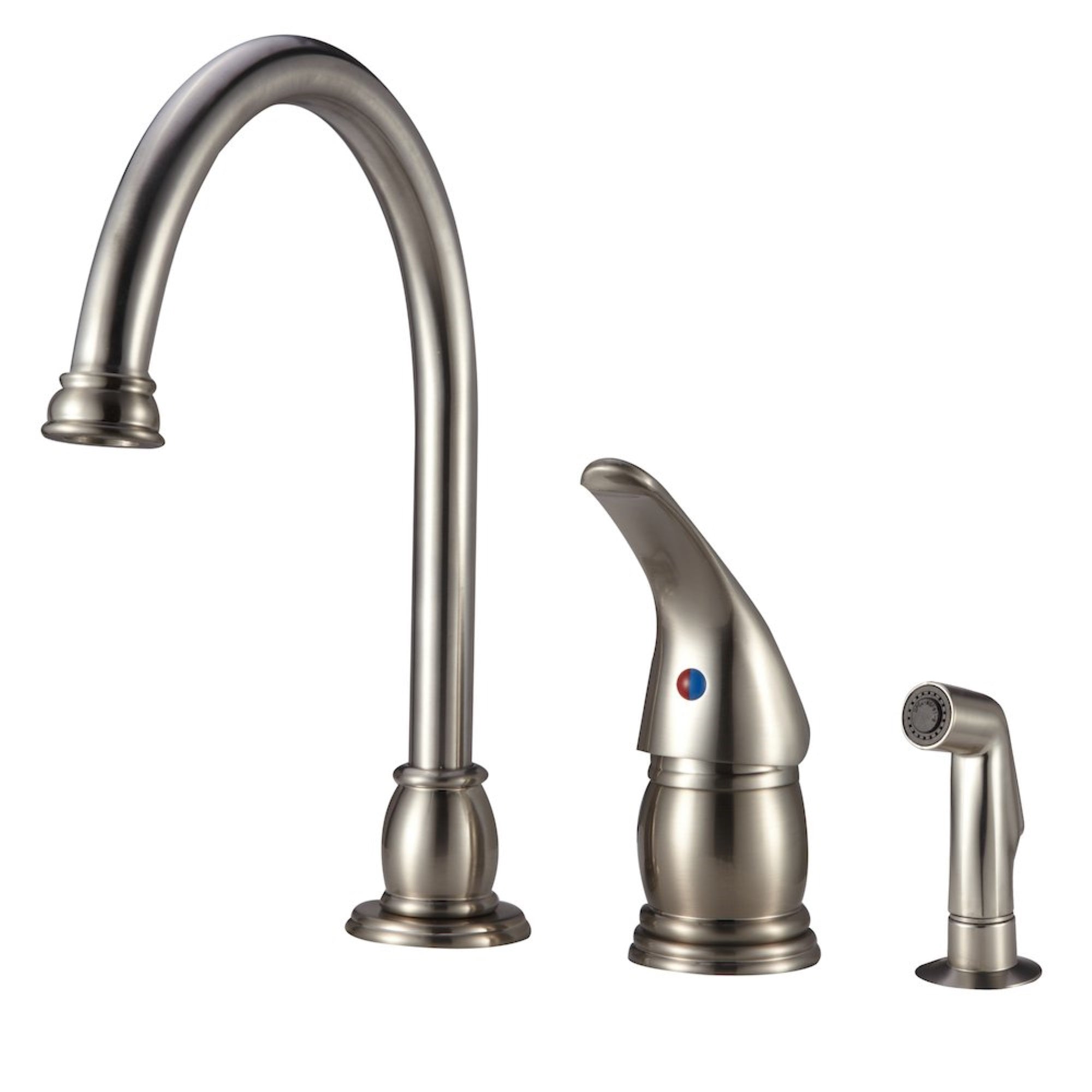 Dura Faucet Df-Nmk301-Sn Rv Gooseneck Kitchen Sink Faucet With Matching Side Sprayer (Brushed Satin Nickel)