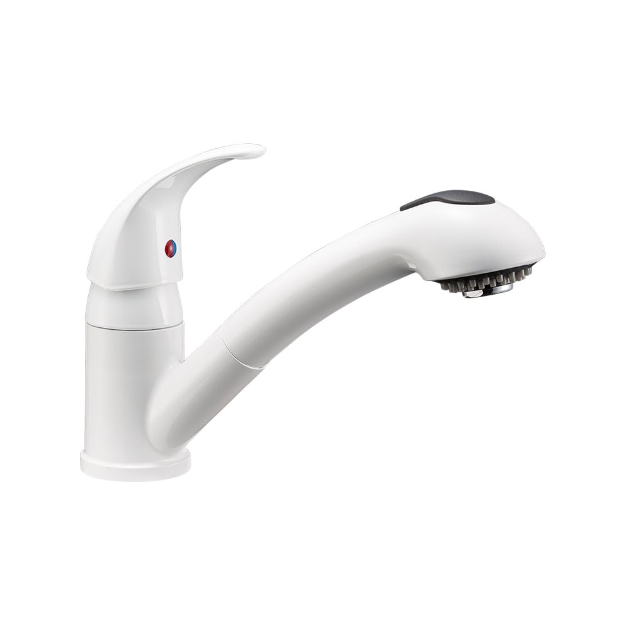 Dura Faucet Df-Nmk852-Wt Rv Pull-Out Swivel Single Handle Kitchen Sink Faucet - One-Hole (White)