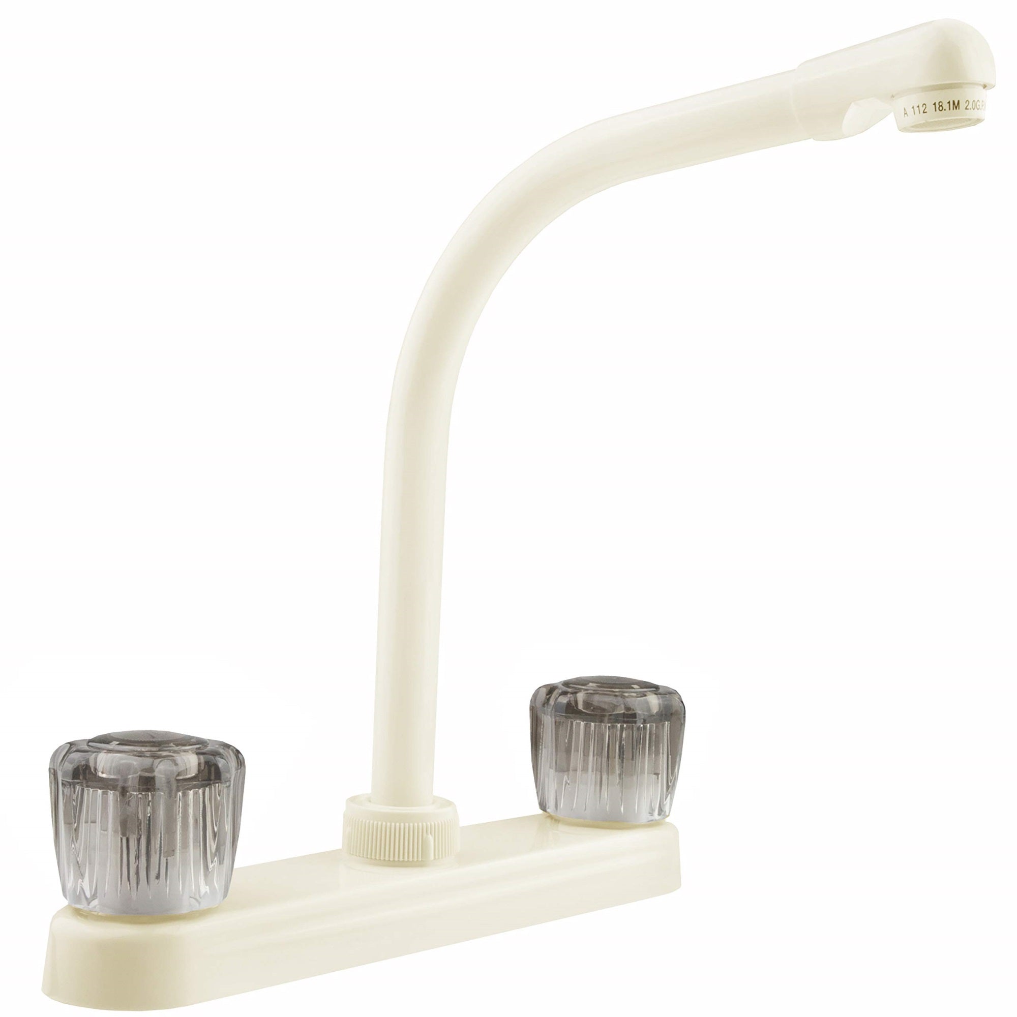 Dura Faucet Df-Pk210S-Bq Hi-Rise Rv Kitchen Sink Faucet With Smoked Acrylic Knobs (Bisque Parchment)
