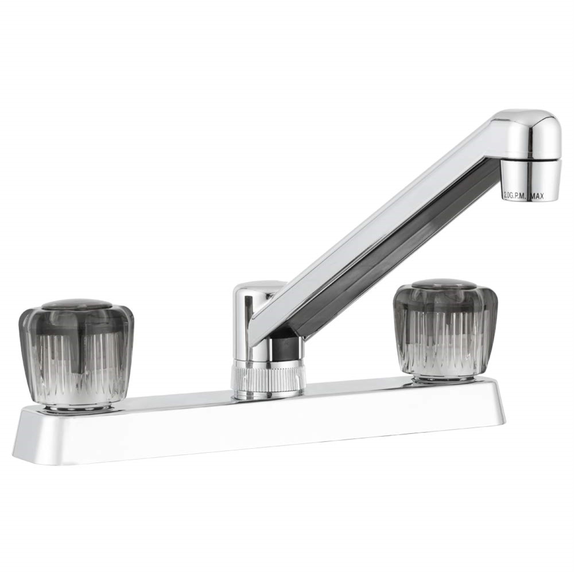 Dura Faucet Rv Two Handle Kitchen Sink Faucet With Smoked Crystal Acrylic Knobs