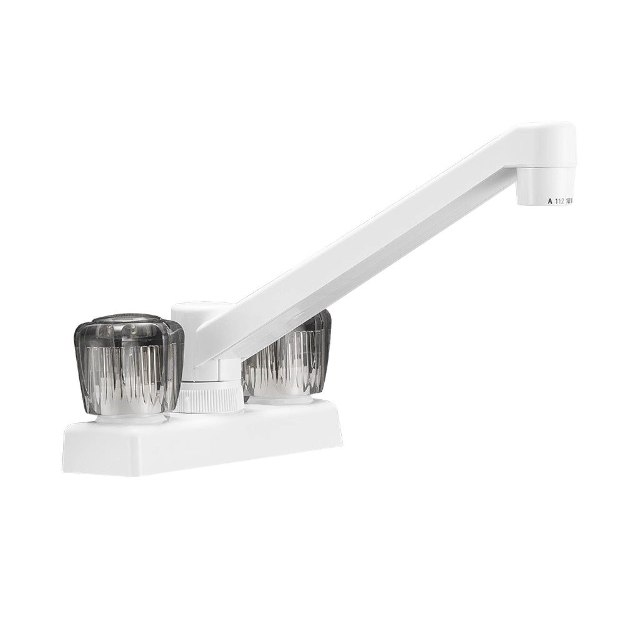 Dura Faucet Df-Pk640S-Wt Rv Swivel Kitchen, Galley, Or Bar Faucet With Smoked Acrylic Knobs (White)