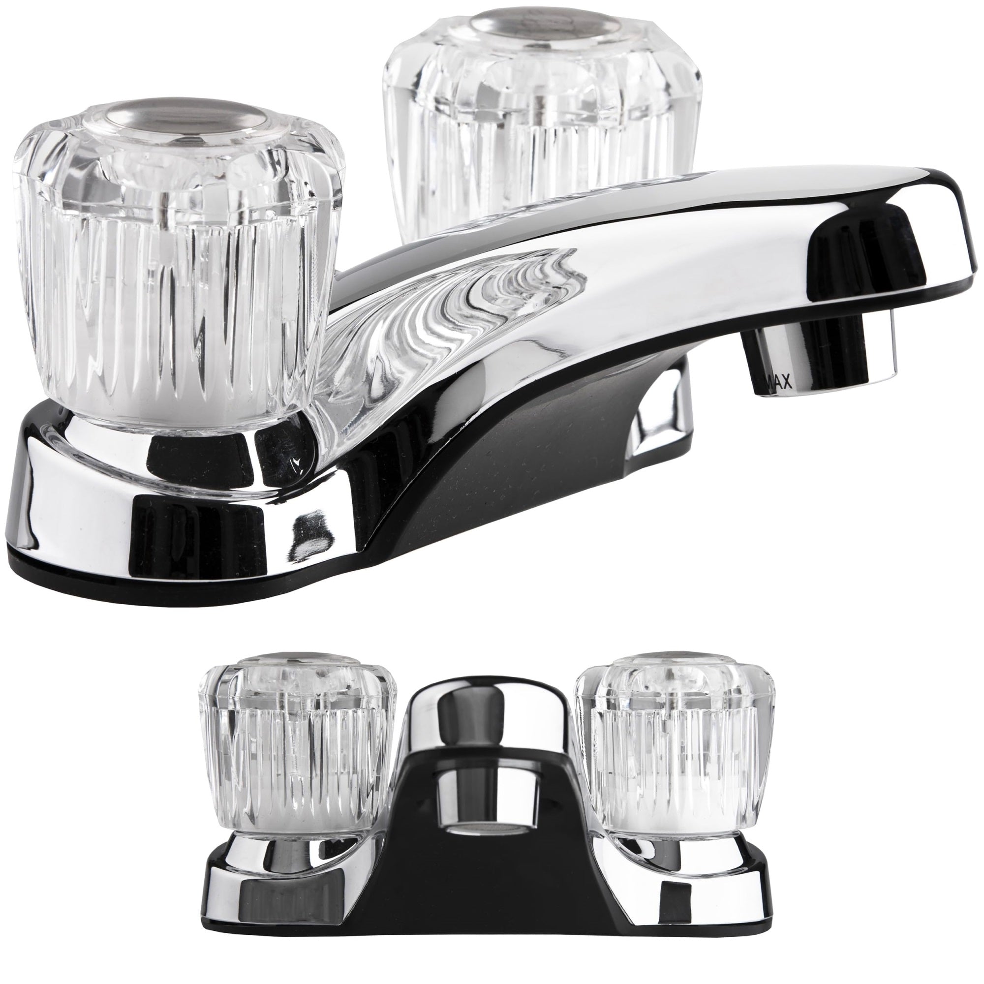 Dura Faucet Df-Pl700A-Cp Rv Bathroom Sink Faucet With Clear Acrylic Knobs - 2-Handle (Chrome)