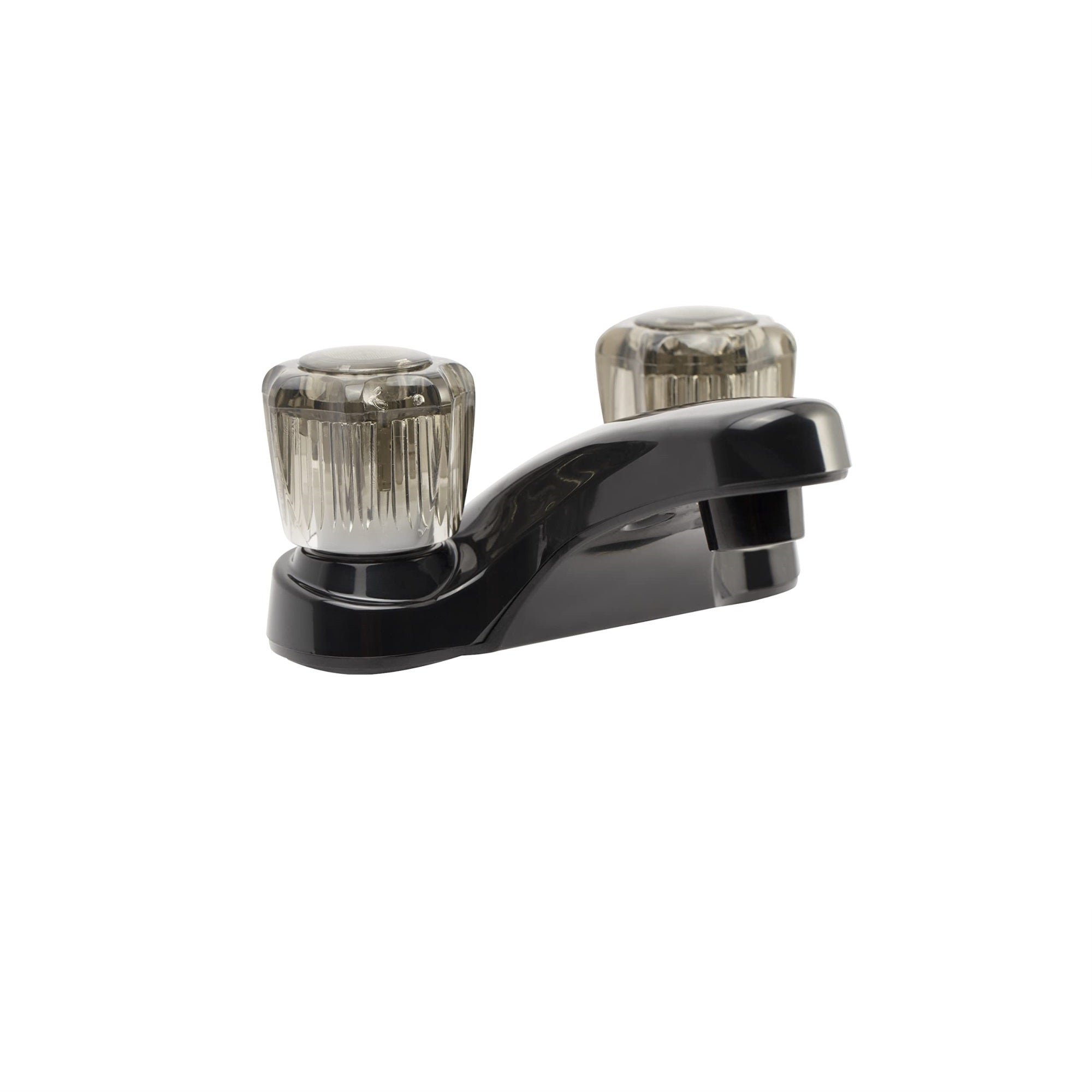 Dura Faucet Rv Lavatory Faucet W/Smoked Acrylic Knobs - Black
