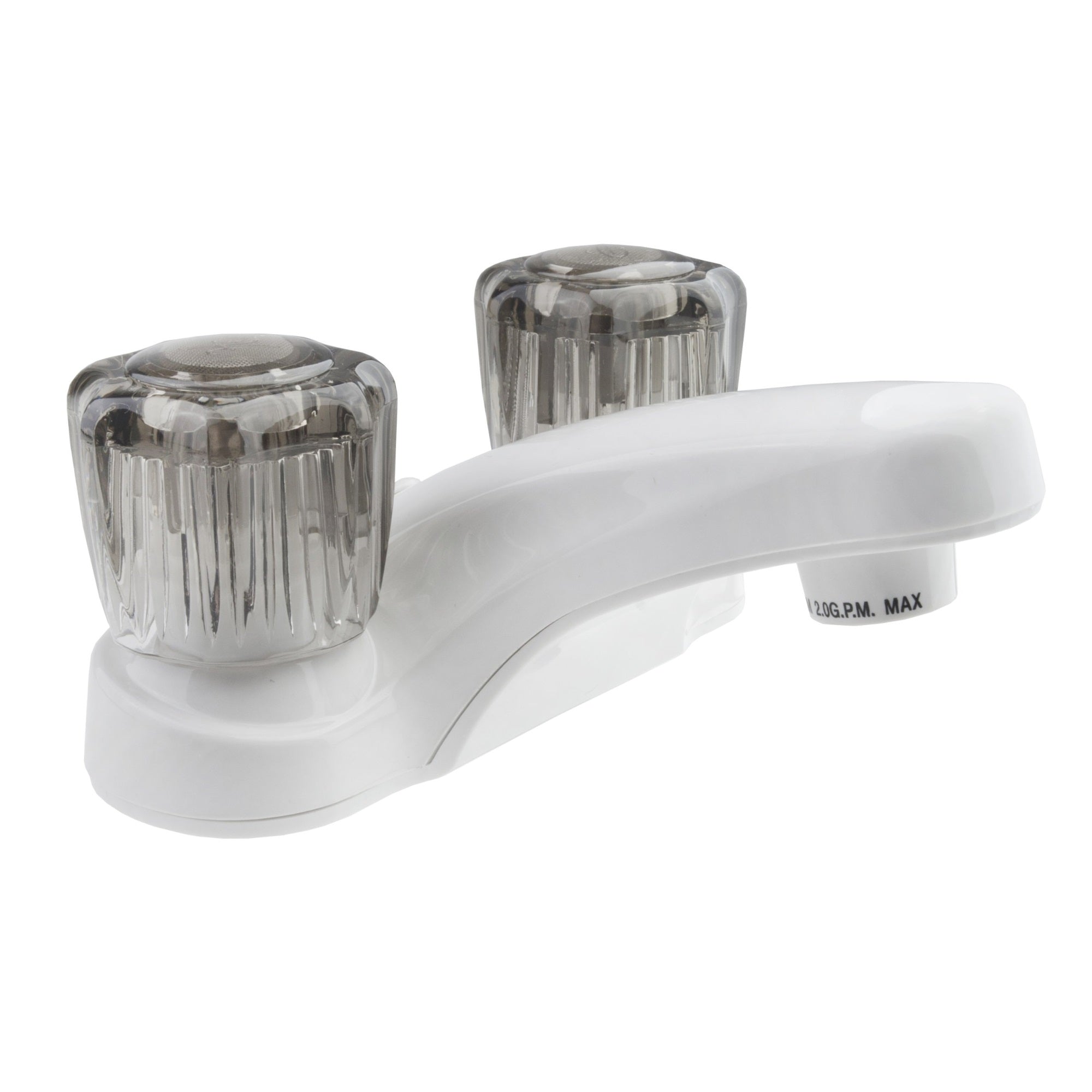 Dura Faucet Df-Pl700S-Wt Rv Bathroom Faucet With Smoked Acrylic Knobs (White)
