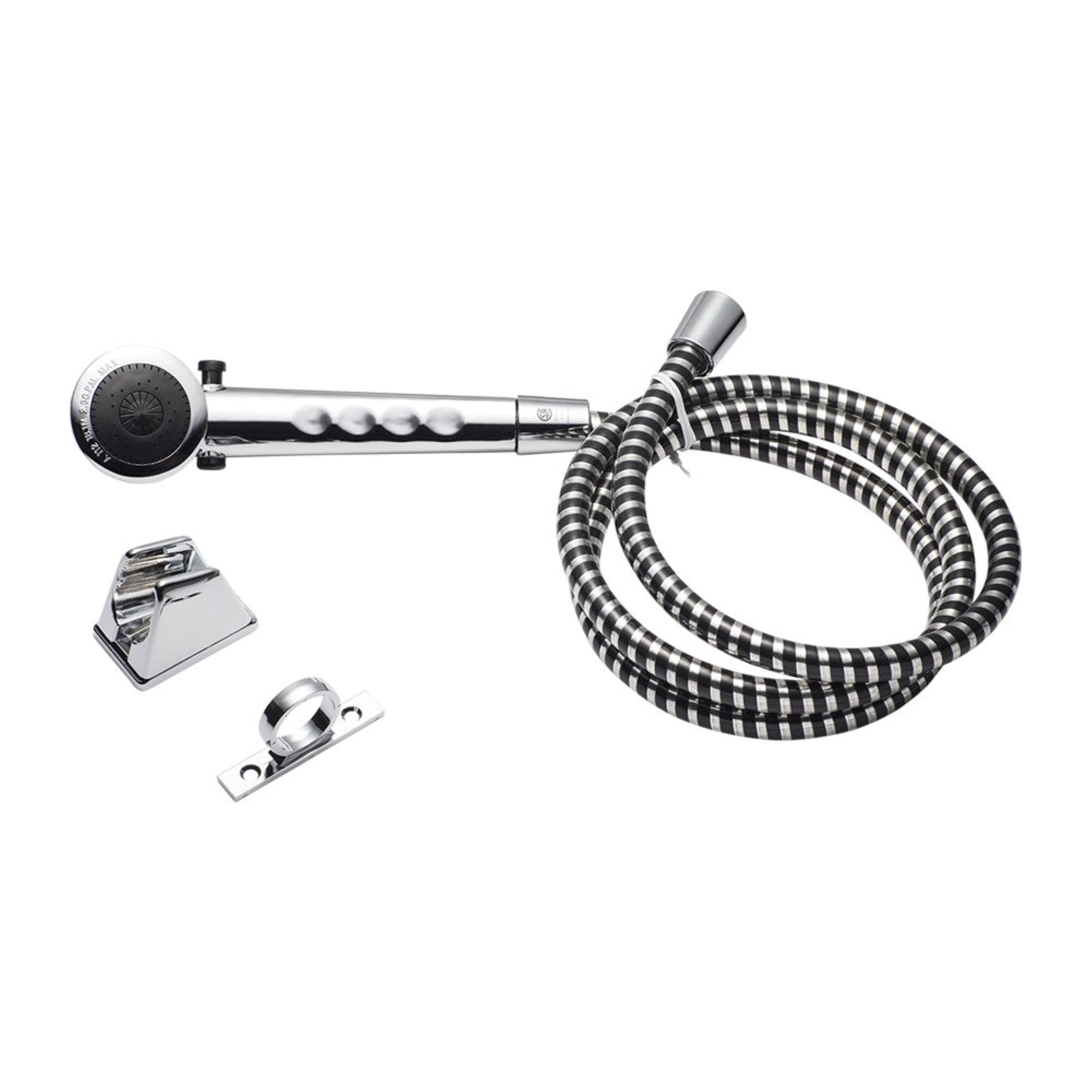 Dura Faucet Df-Sa130-Cp Economical Shower Head Hose Kit - Handheld Replacement Rv Shower Head Wand - Universal Water Saving Shower Head With Flow Control Trickle Switch (Chrome)