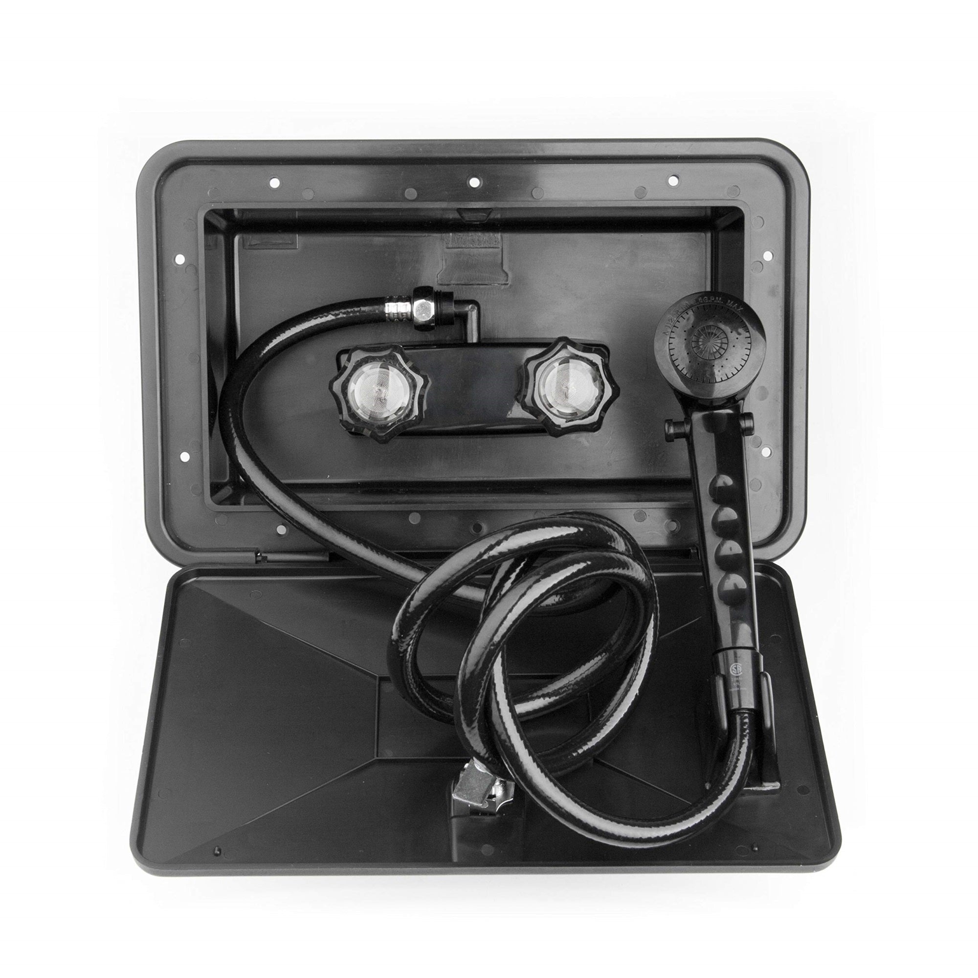 Dura Faucet Df-Sa170-Bk Rv Weatherproof Exterior Shower Box Kit - Lock And Key (Black)