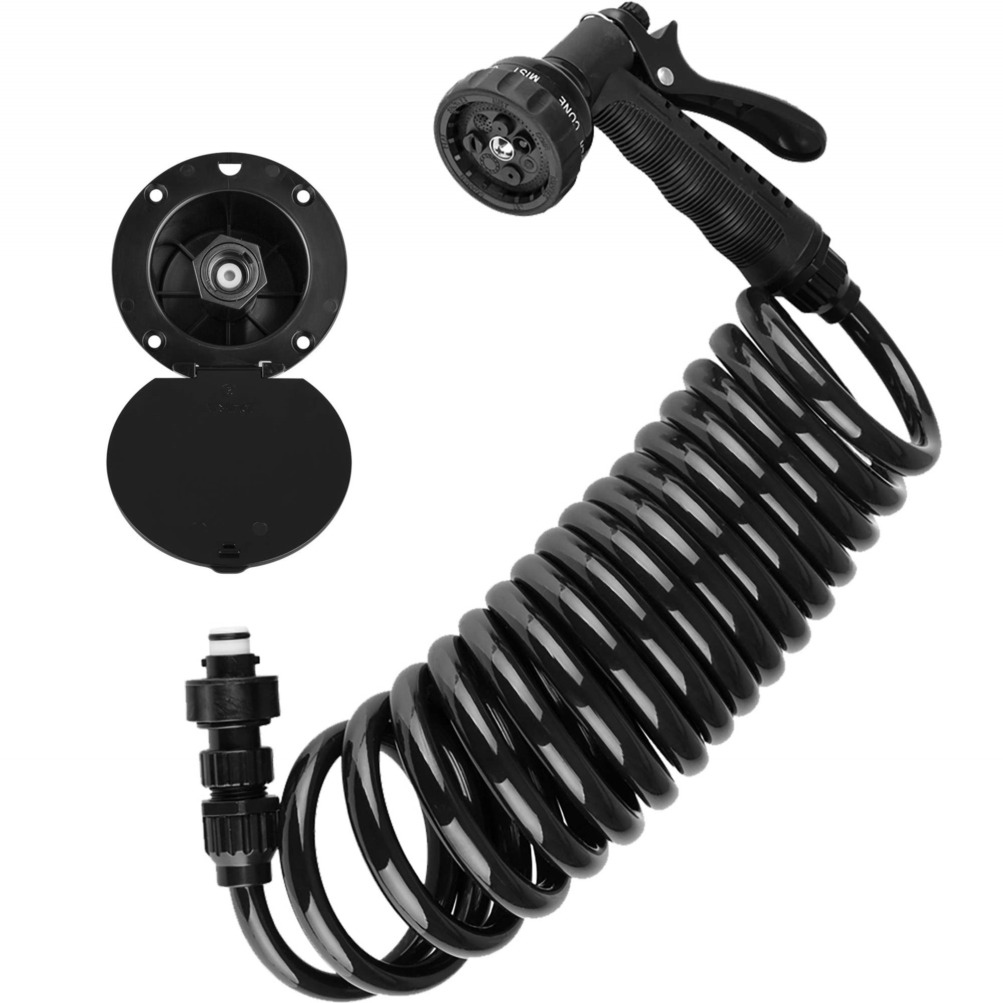 Dura Faucet Df-Sa188-Bk Rv Exterior Quick Connect Detachable Sprayer, Hose, Port, And Utility Spray Dock Kit - Lockable (Black)