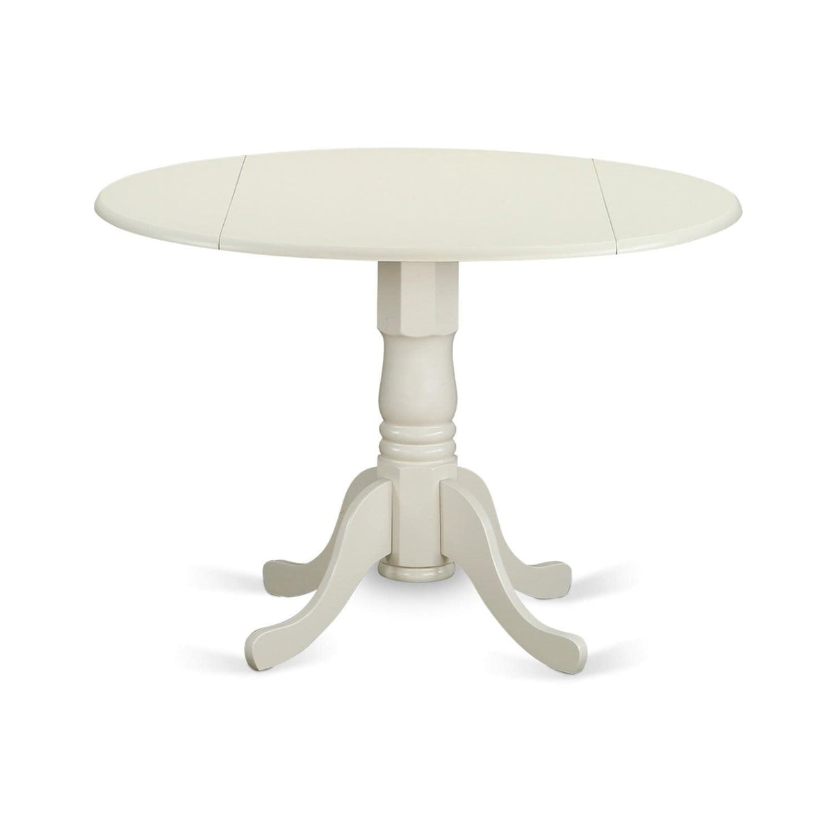 Casafoyer Dlad3-Lwh-Lc 3 Piece Dining Room Furniture Set Contains A Round Dining Table With Dropleaf And 2 Faux Leather Upholstered Chairs, 42X42 Inch, Linen White