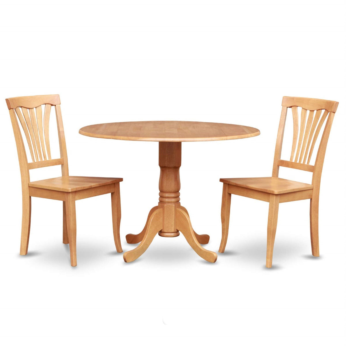 Casafoyer Dlav3-Oak-W 3 Piece Dining Room Furniture Set Contains A Round Kitchen Table With Dropleaf And 2 Dining Chairs, 42X42 Inch, Oak