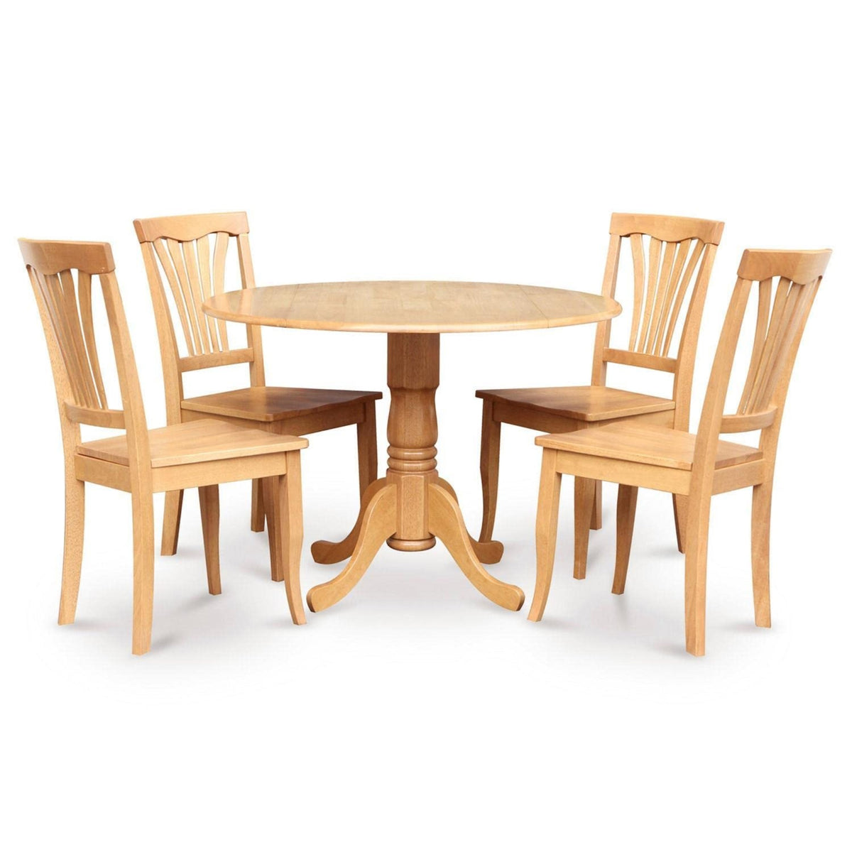 Casafoyer Dlav5-Oak-W 5 Piece Dining Room Furniture Set Includes A Round Kitchen Table With Dropleaf And 4 Dining Chairs, 42X42 Inch, Oak