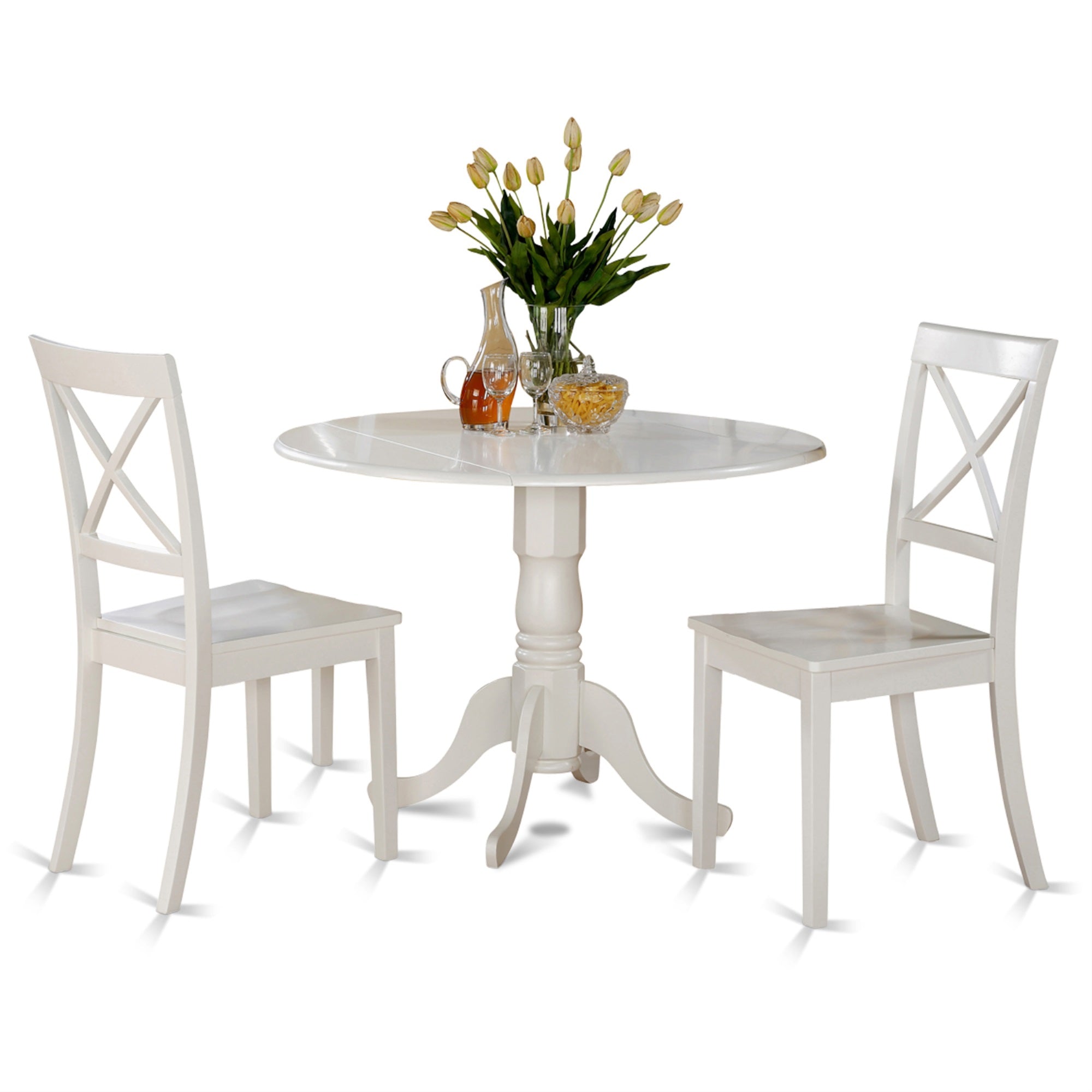 Dlbo3-Whi-W 3 Pc Small Kitchen Table-Kitchen Table And 2 Dining Chairs