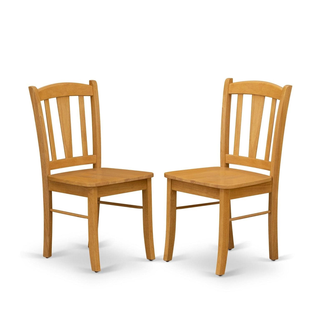 Casafoyer Dlc-Oak-W Dublin Dining Chairs - Slat Back Wooden Seat Chairs, Set Of 2, Oak