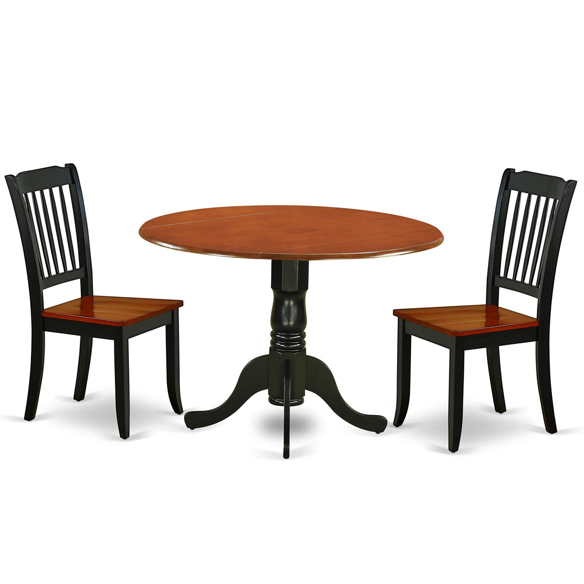 Casafoyer Dlda3-Bch-W Dublin 3 Piece Room Set Contains A Round Kitchen Table With Dropleaf And 2 Dining Chairs, 42X42 Inch, Black & Cherry