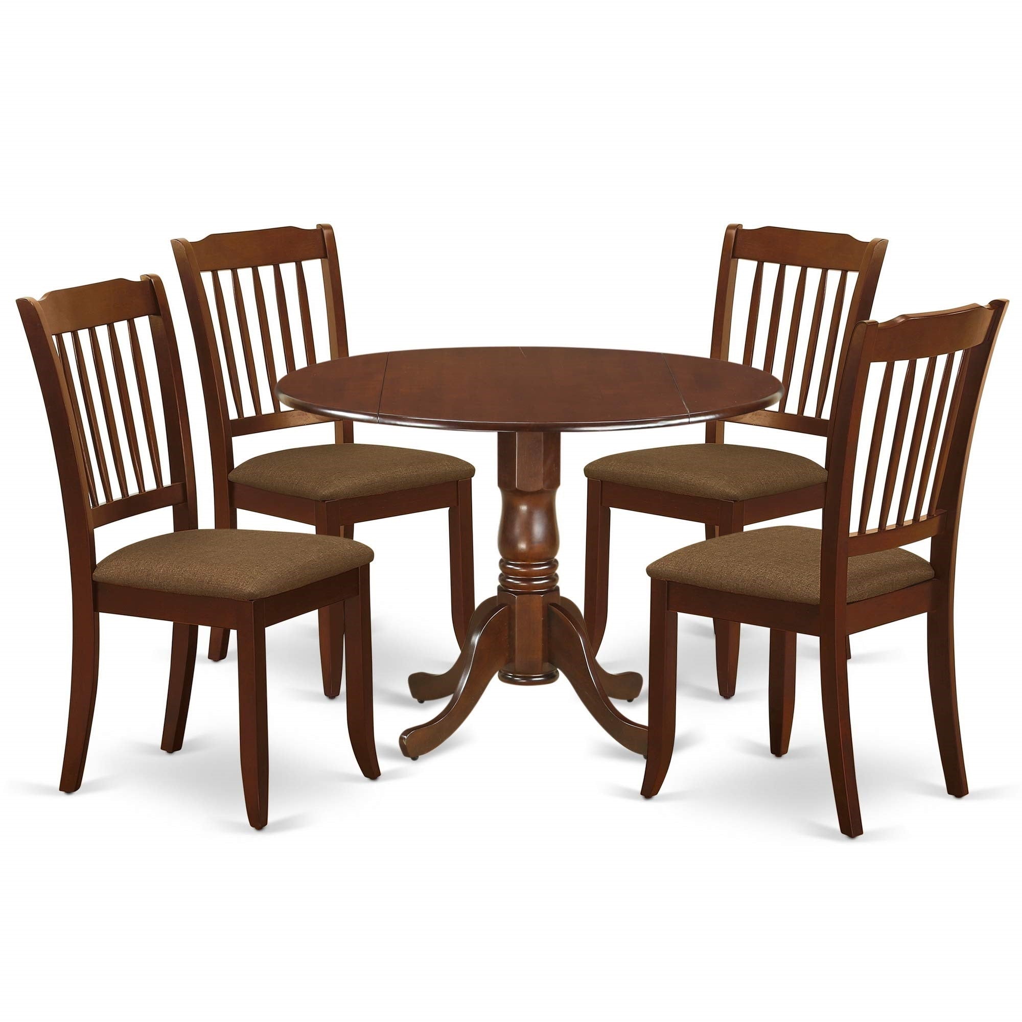 Ergode Dlda5-Mah-C, 5-Piece Dining Set, Wooden Table & 4 Chairs, Linen Fabric Seat, Mahogany Finish, Rubberwood Construction, Easy Assembly & Cleaning, Stylish & Safe, Versatile & Timeless