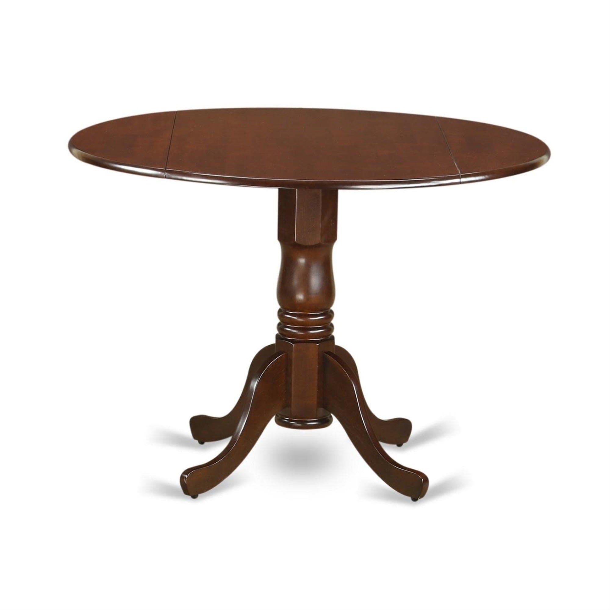 Ergode Dlda5-Mah-W Dublin 5 Piece Set, Round Dining Table With Dropleaf, 4 Wood Seat Chairs, 42X42 Inch, Mahogany