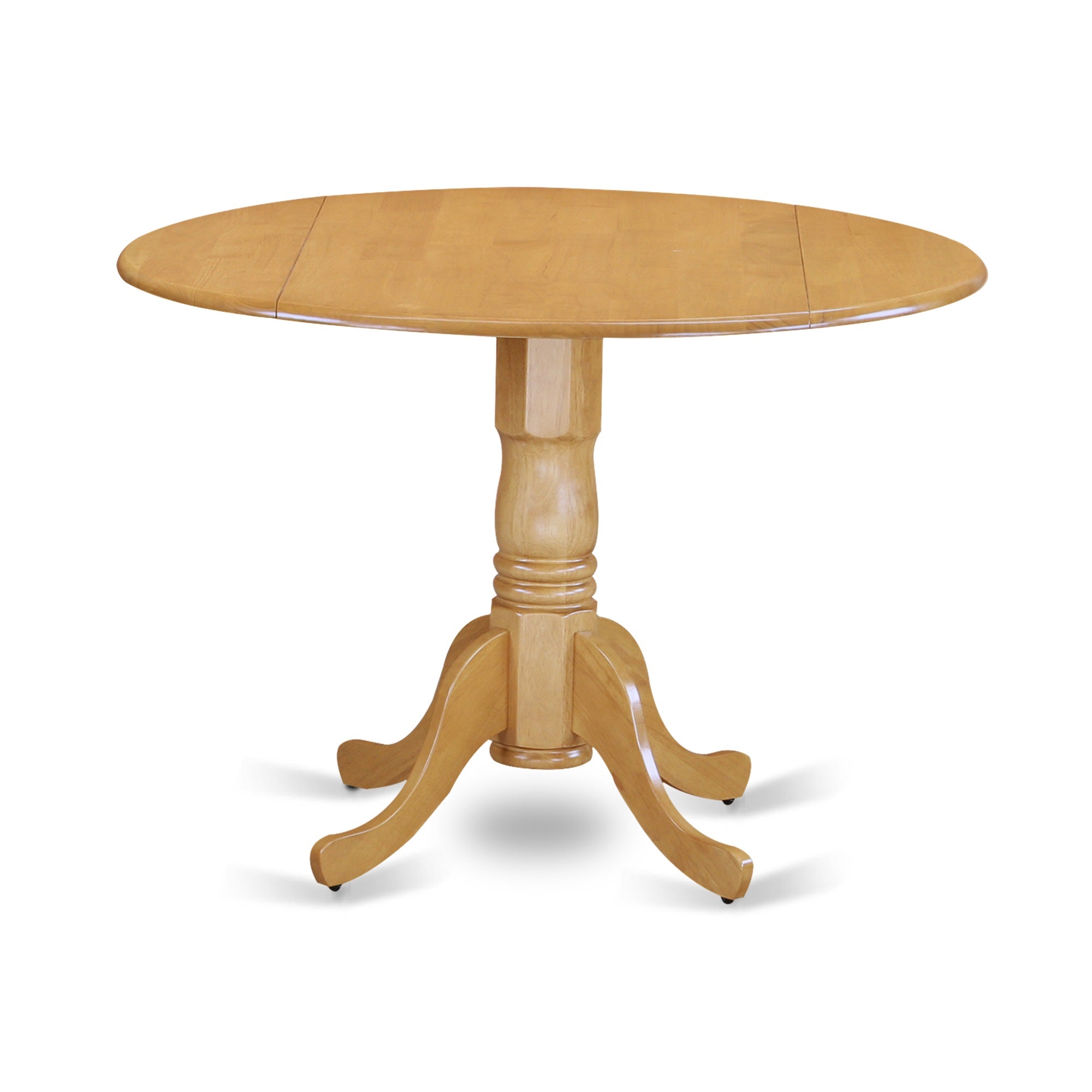 Contemporary Asian Wood Kitchen Dinette Set - Round 42' Table With Drop Leaves And 4 Oak Finish Chairs - Budget-Friendly And Durable'
