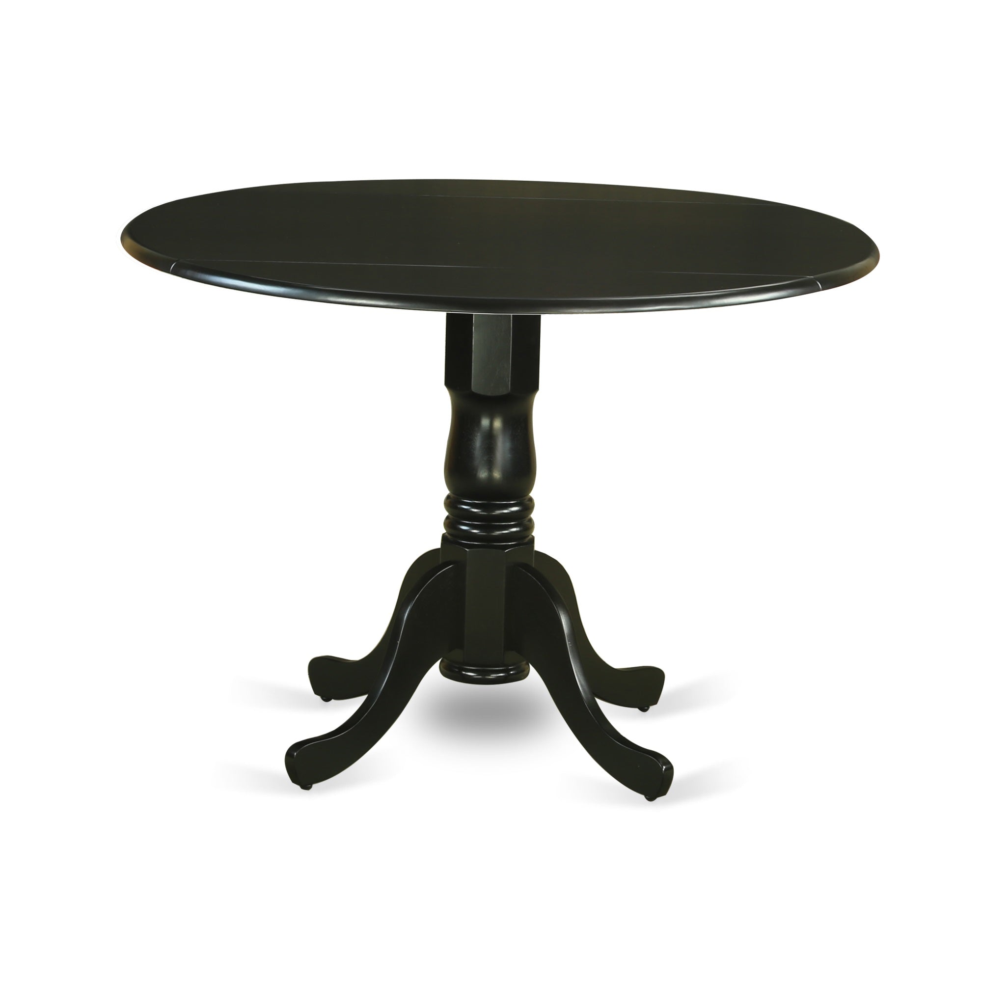 Dlfl5-Blk-21 Ergode 5-Piece Dining Kitchen Table Set - Round Table & 4 Parsons Chairs - Mineral Blue Linen Fabric Seats - Rubber Wood Legs - Black Finish