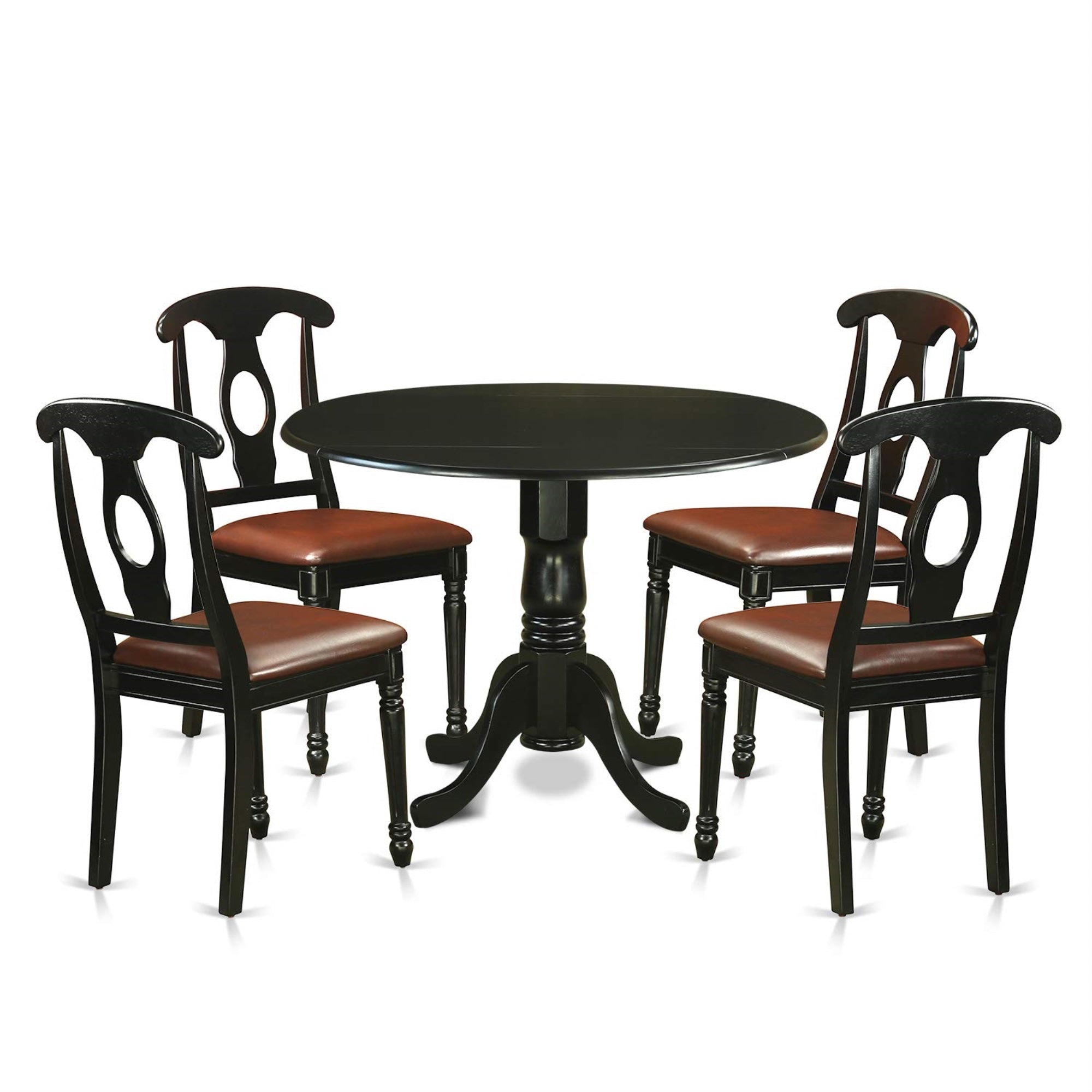 Ergode Dlke5-Blk-Lc, 5-Piece Beautiful Dining Set, Mid-Century Table & 4 Wood Chairs, Faux Leather Seat, Black Finish, Top-Quality Rubber Wood, Easy Maintenance, Perfect For Families, Convenient & Stylish